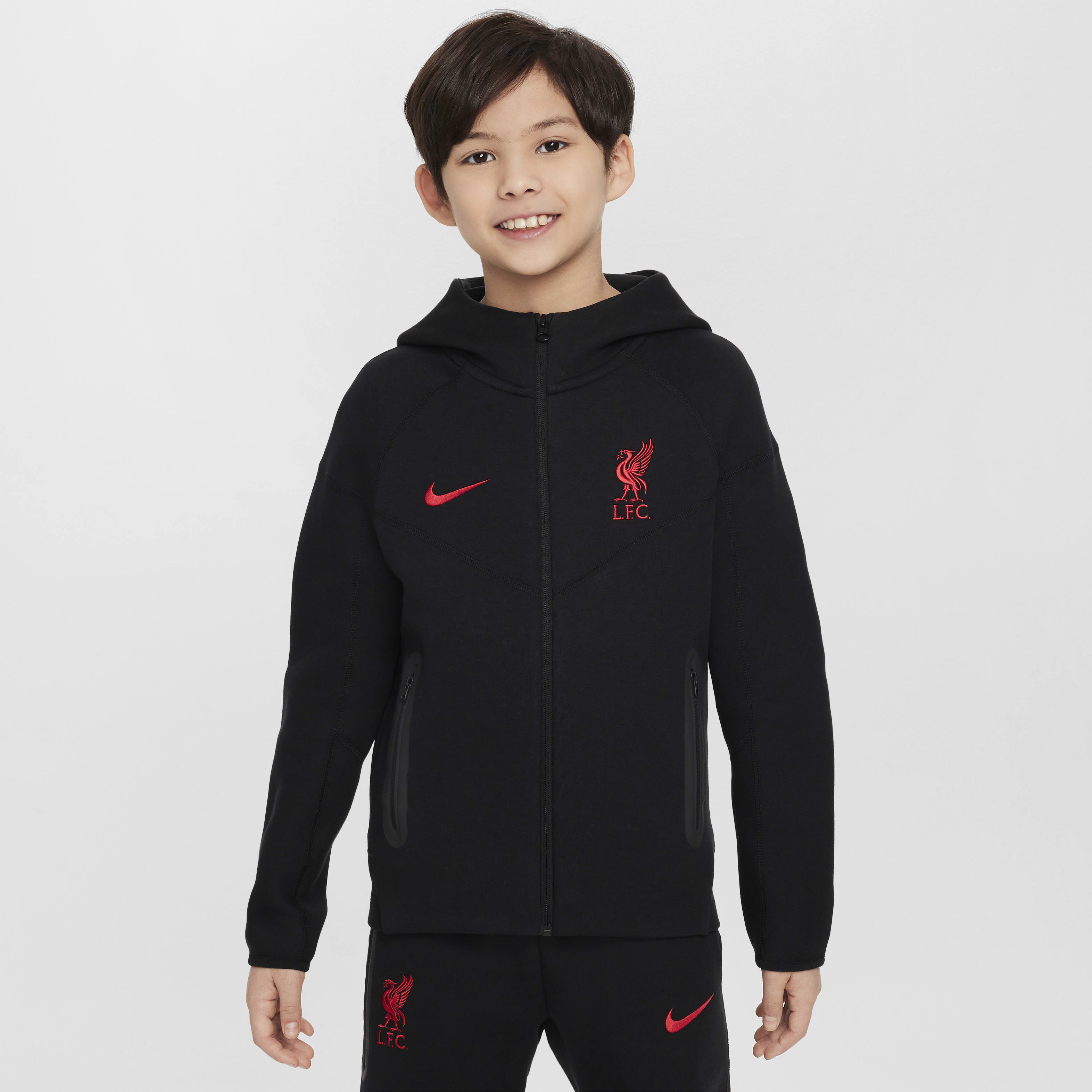 Liverpool FC Tech Fleece Big Kids' (Boys') Nike Soccer Full-Zip Hoodie