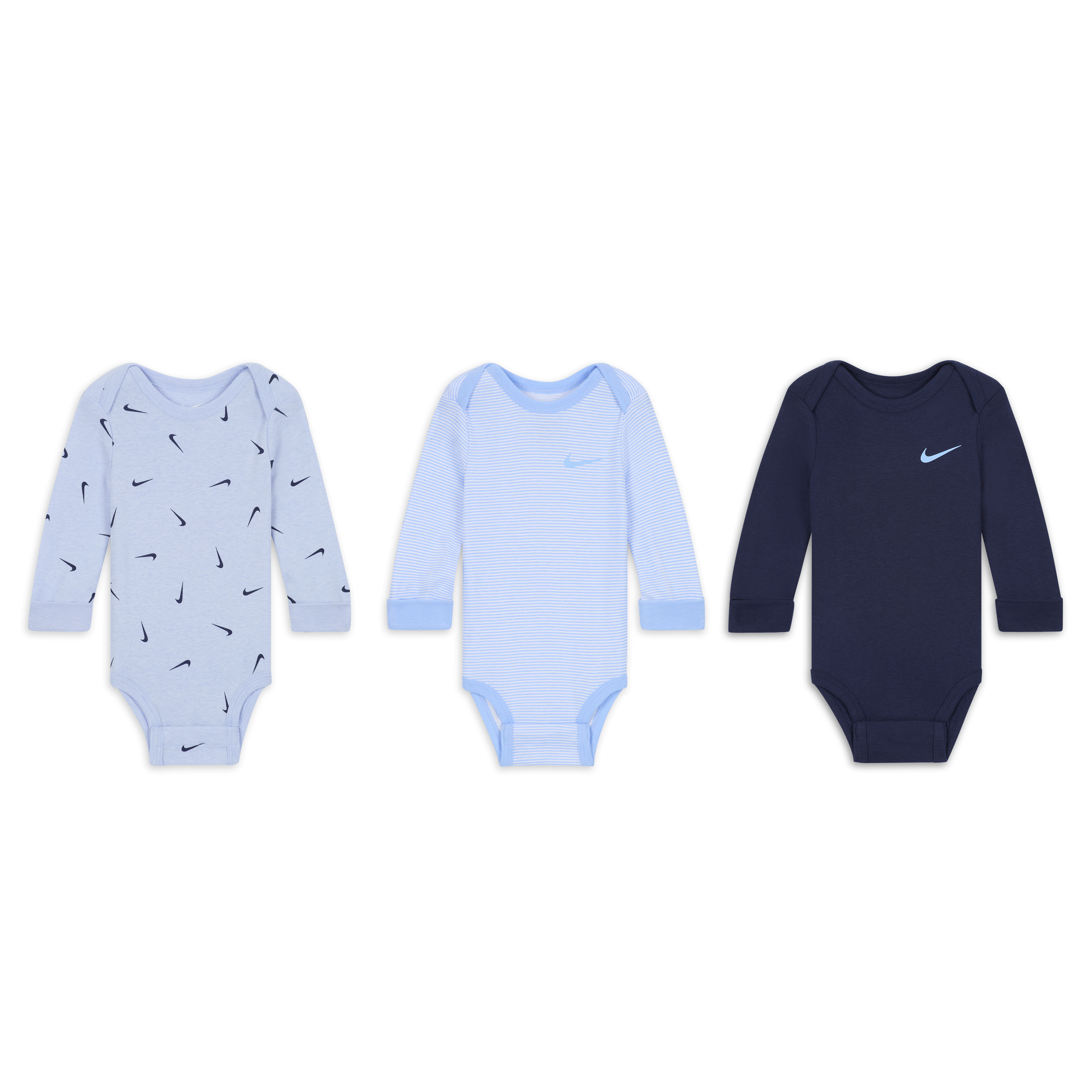 Nike Baby Essentials (0-9M) Long Sleeve Bodysuits (3 Pack)