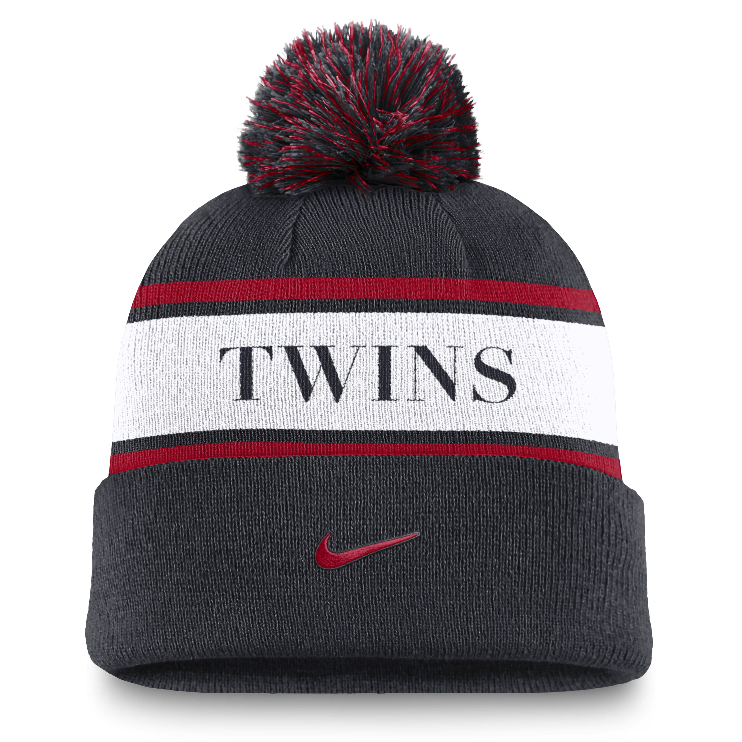 Minnesota Twins Team Stripe Peak Men's Nike MLB Cuffed Pom Beanie