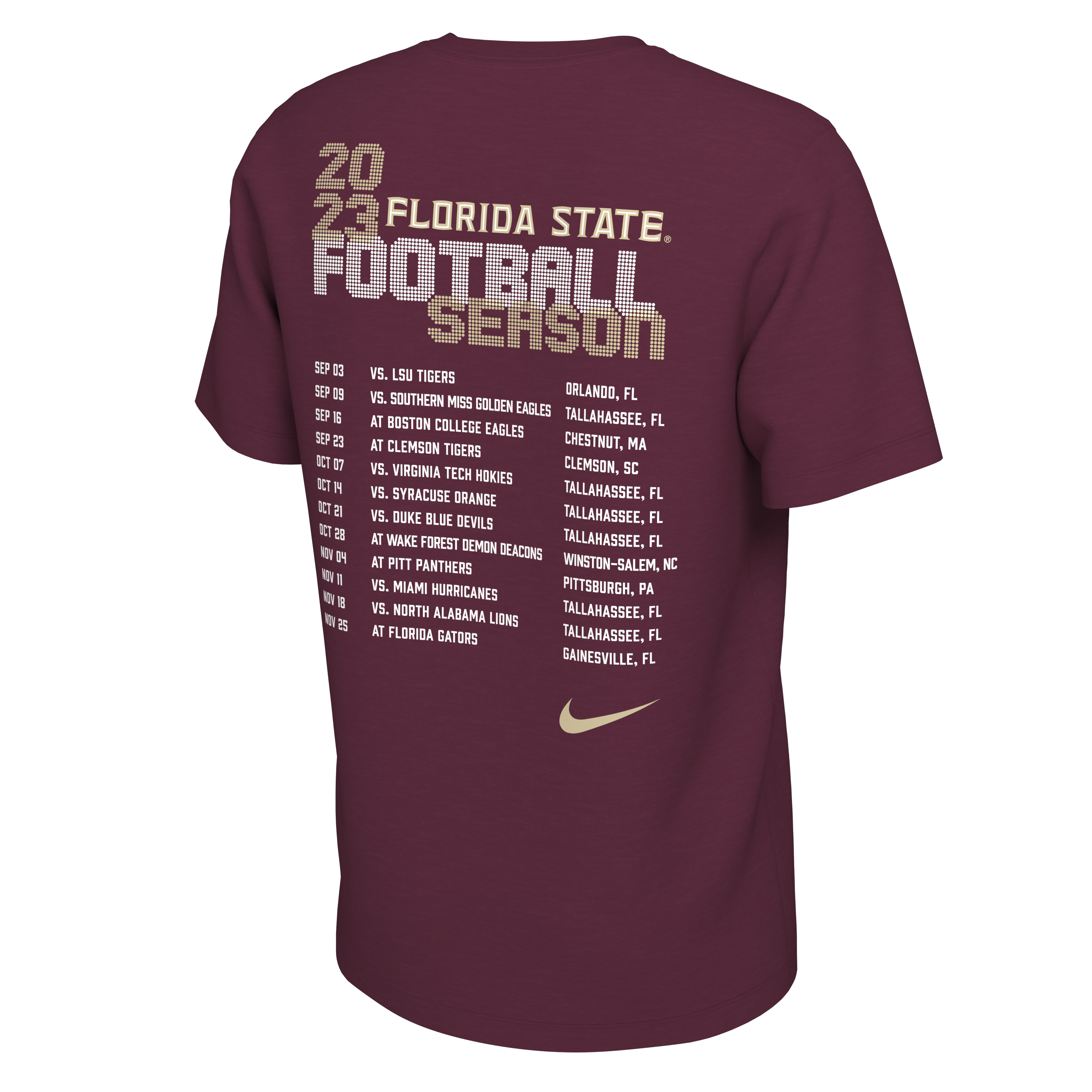 Florida State Schedule Men's Nike College T-Shirt