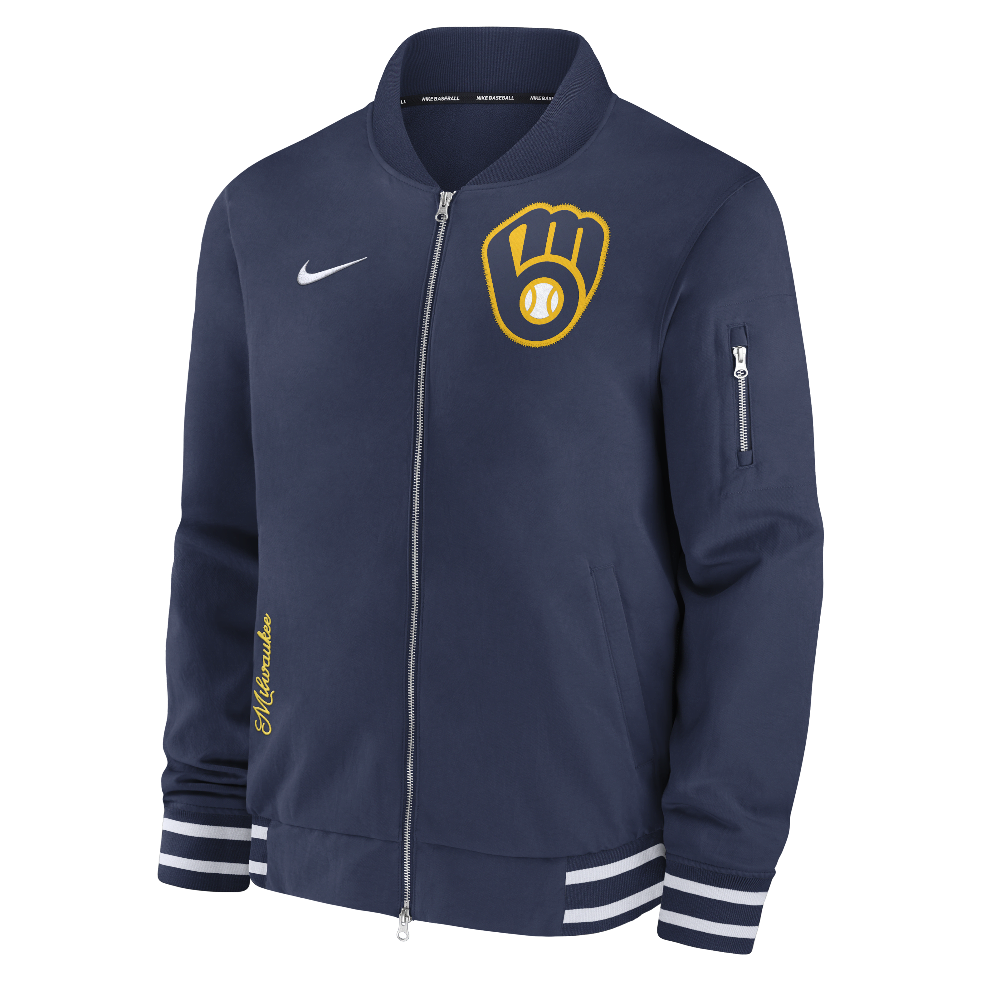 Milwaukee Brewers Authentic Collection Men's Nike MLB Full-Zip Bomber Jacket