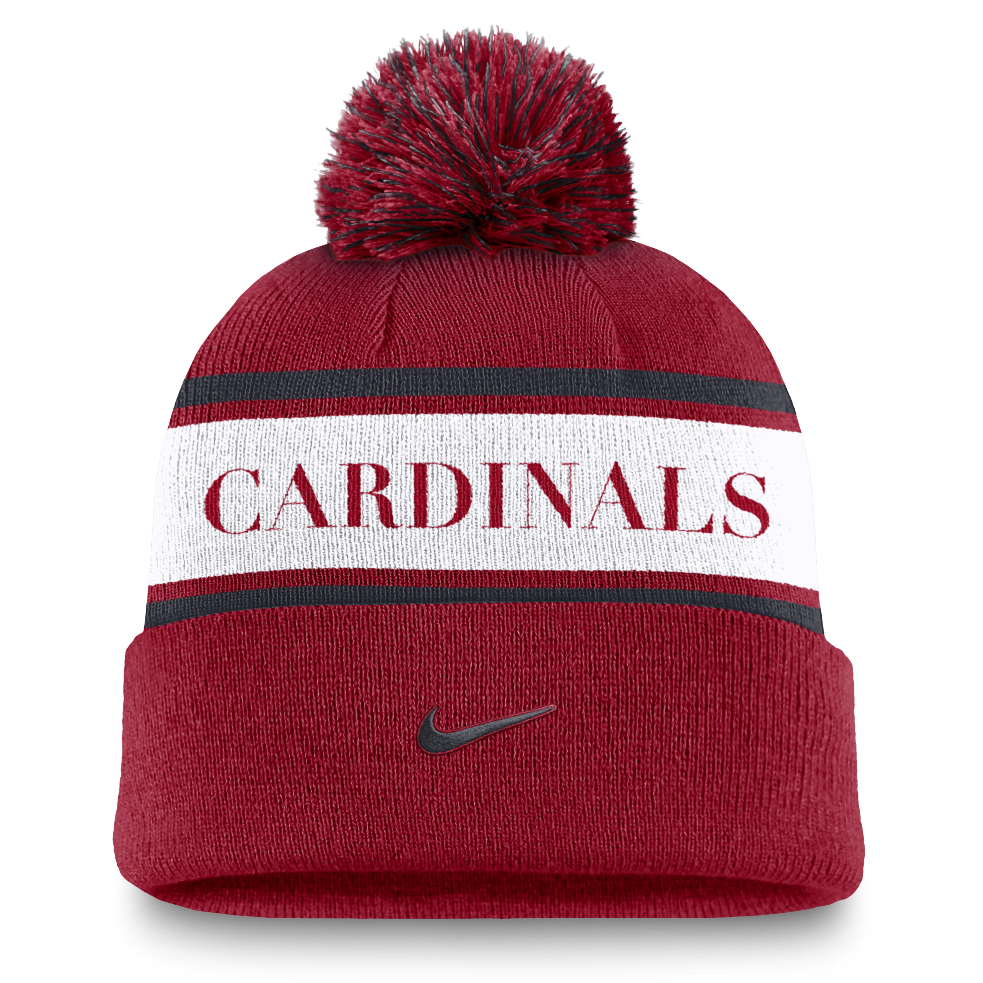 St. Louis Cardinals Team Stripe Peak Men's Nike MLB Cuffed Pom Beanie