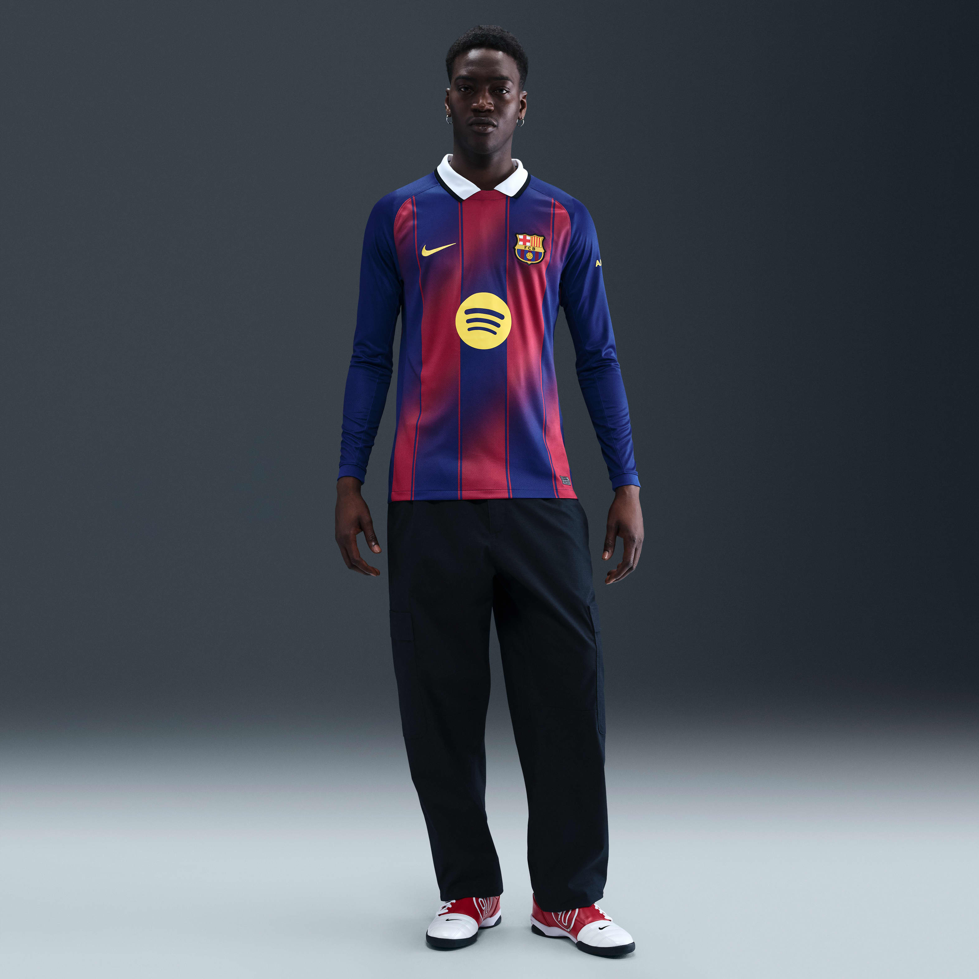 FC Barcelona 2025/26 Stadium Home Men's Nike Dri-FIT Soccer Replica Long-Sleeve Jersey