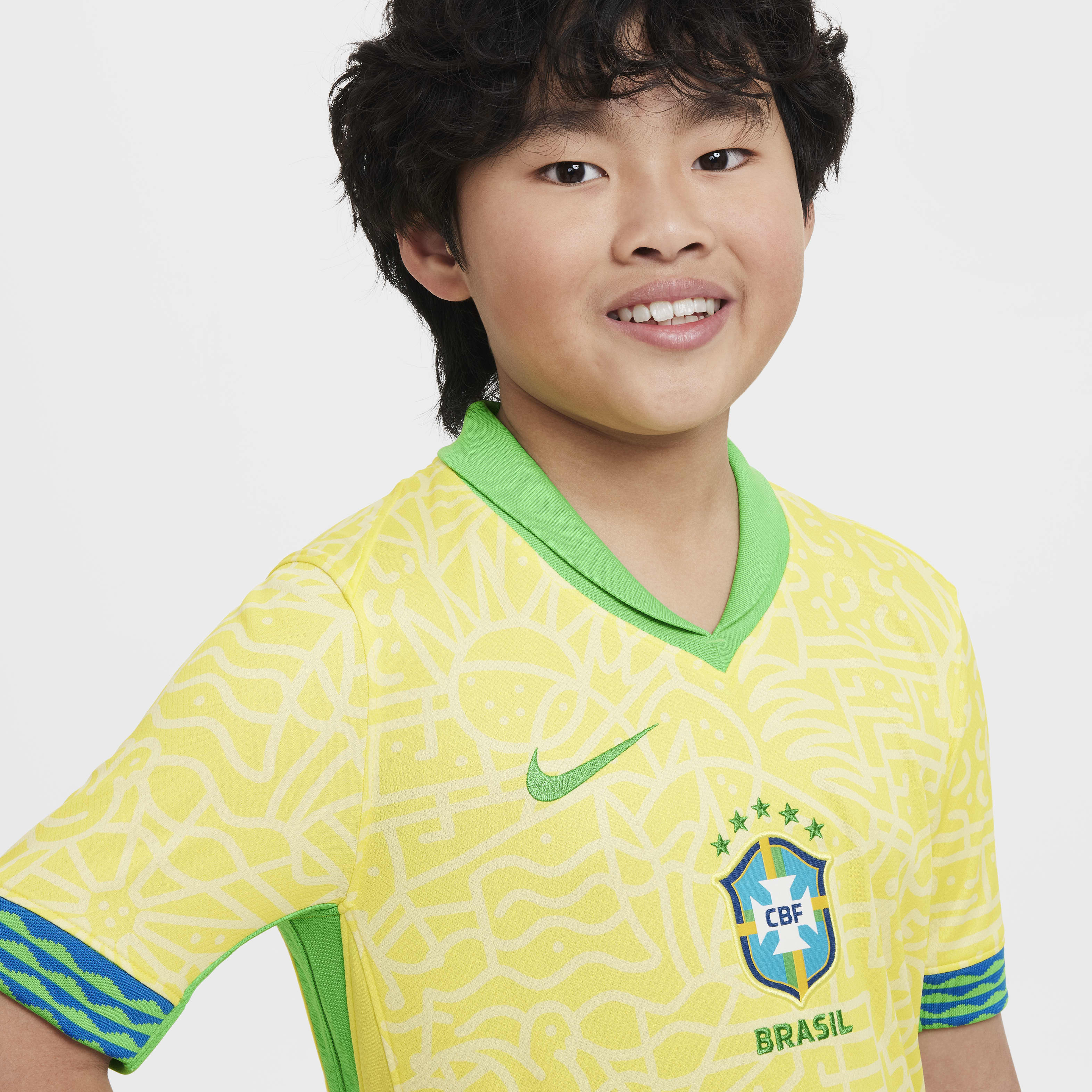 Brazil 2024 Stadium Home Big Kids' Nike Dri-FIT Soccer Replica Jersey