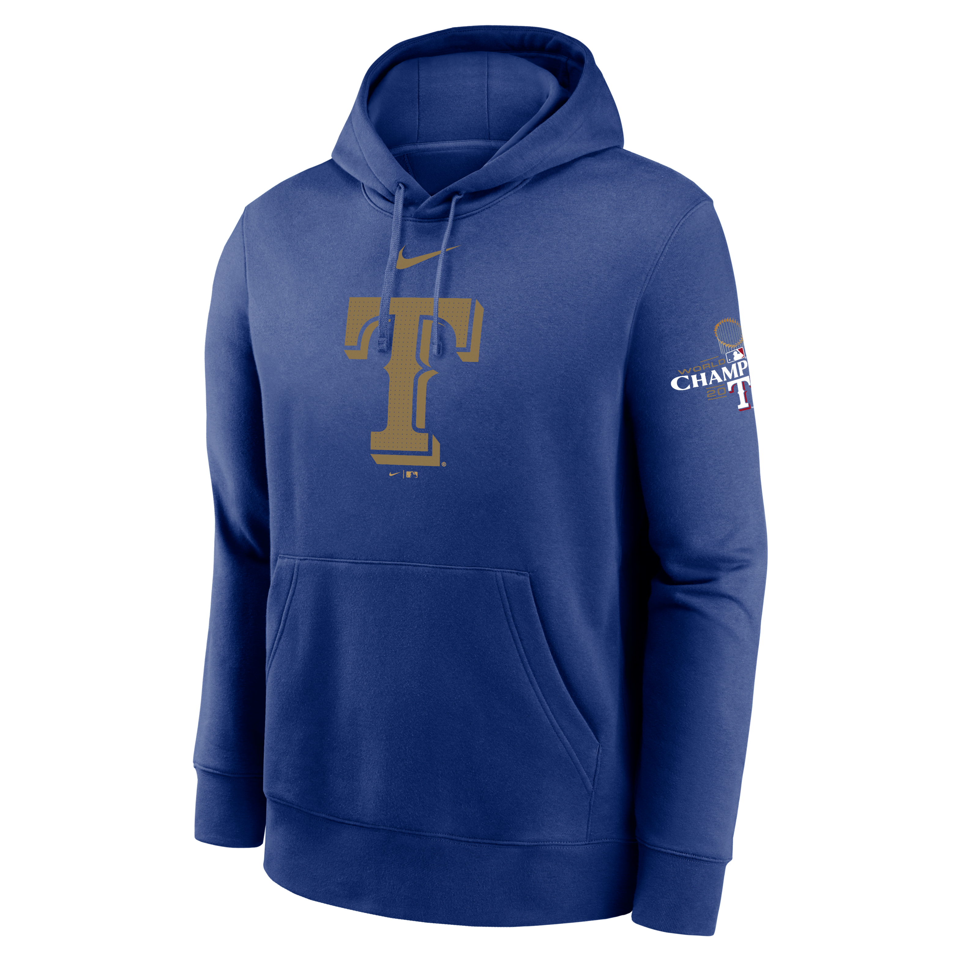 Texas Rangers 2023 World Series Champions Gold Logo Club Men's Nike MLB Pullover Hoodie