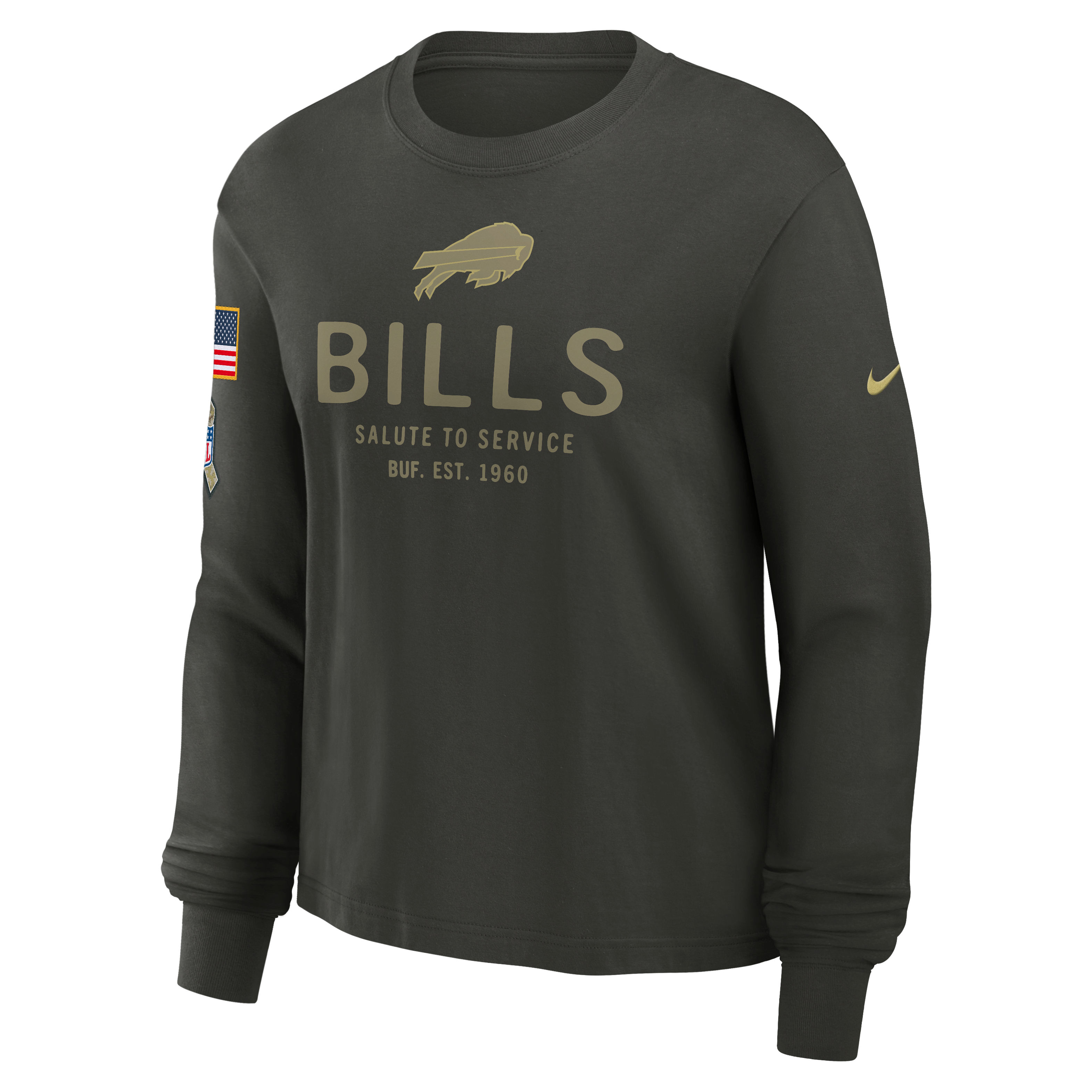 Buffalo Bills Salute to Service Sideline Women's Nike Dri-FIT NFL Long-Sleeve T-Shirt