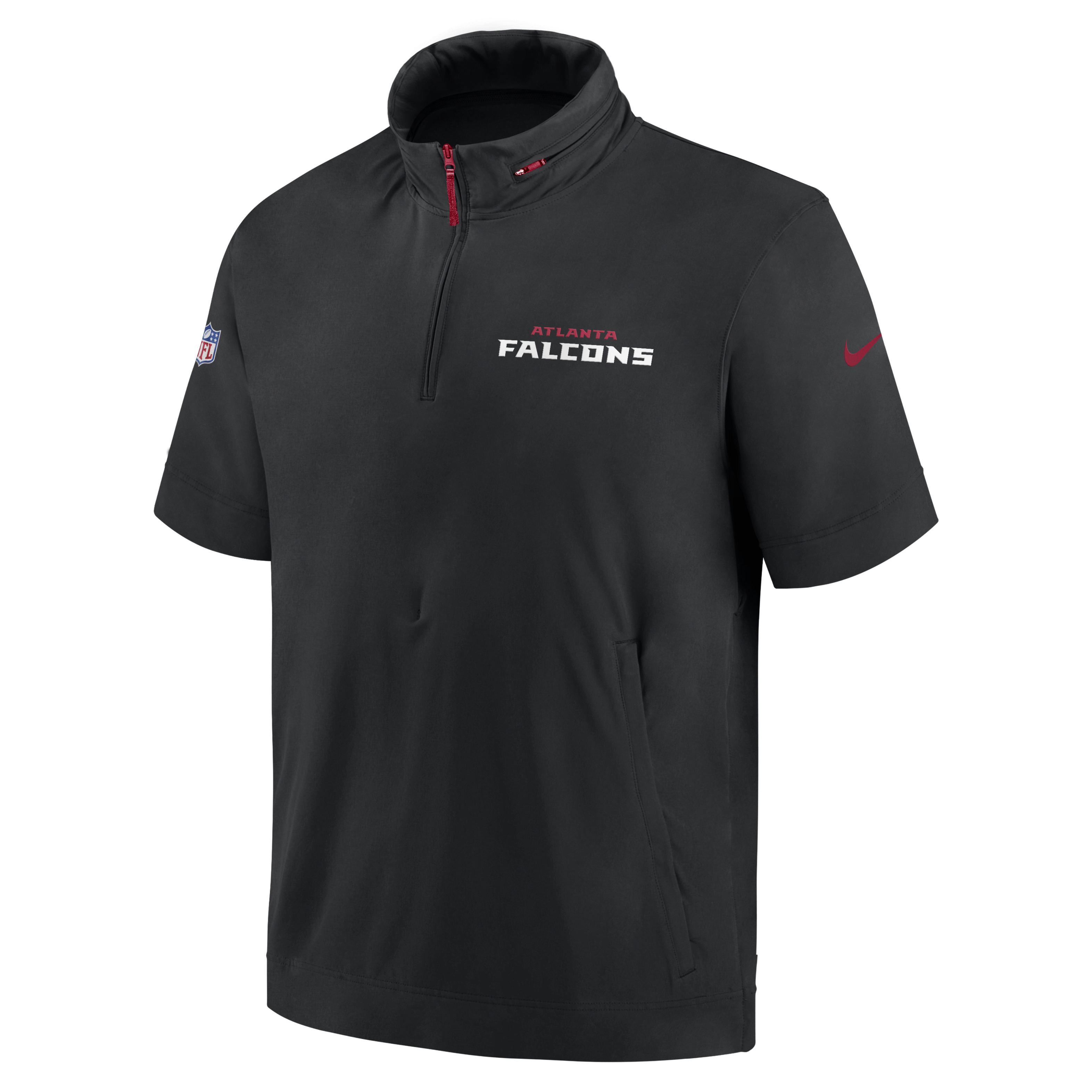 Atlanta Falcons Sideline Coach Men's Nike NFL 1/2-Zip Short-Sleeve Hooded Jacket