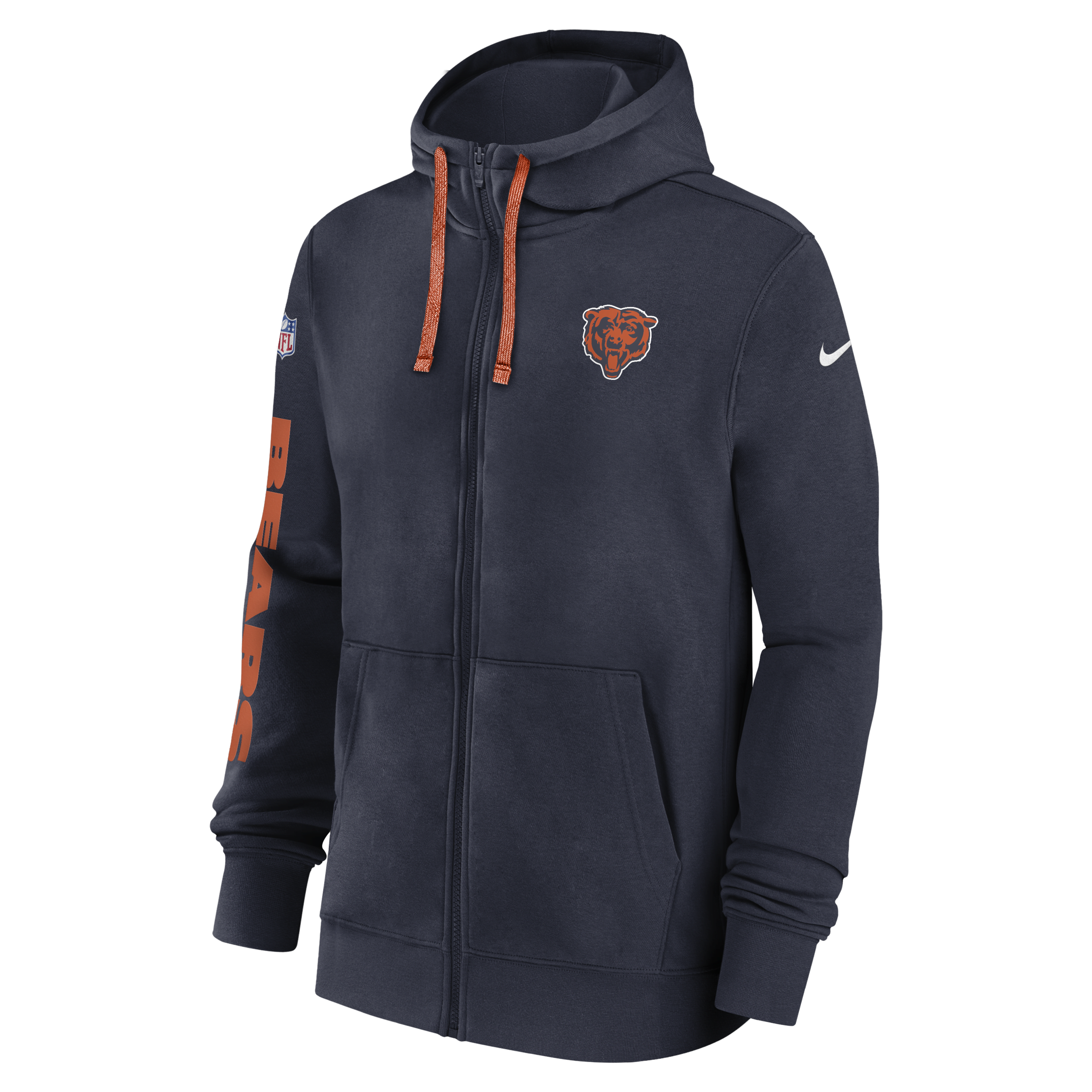 Chicago Bears Sideline Team Issue Club Men's Nike Full Zip Hoodie