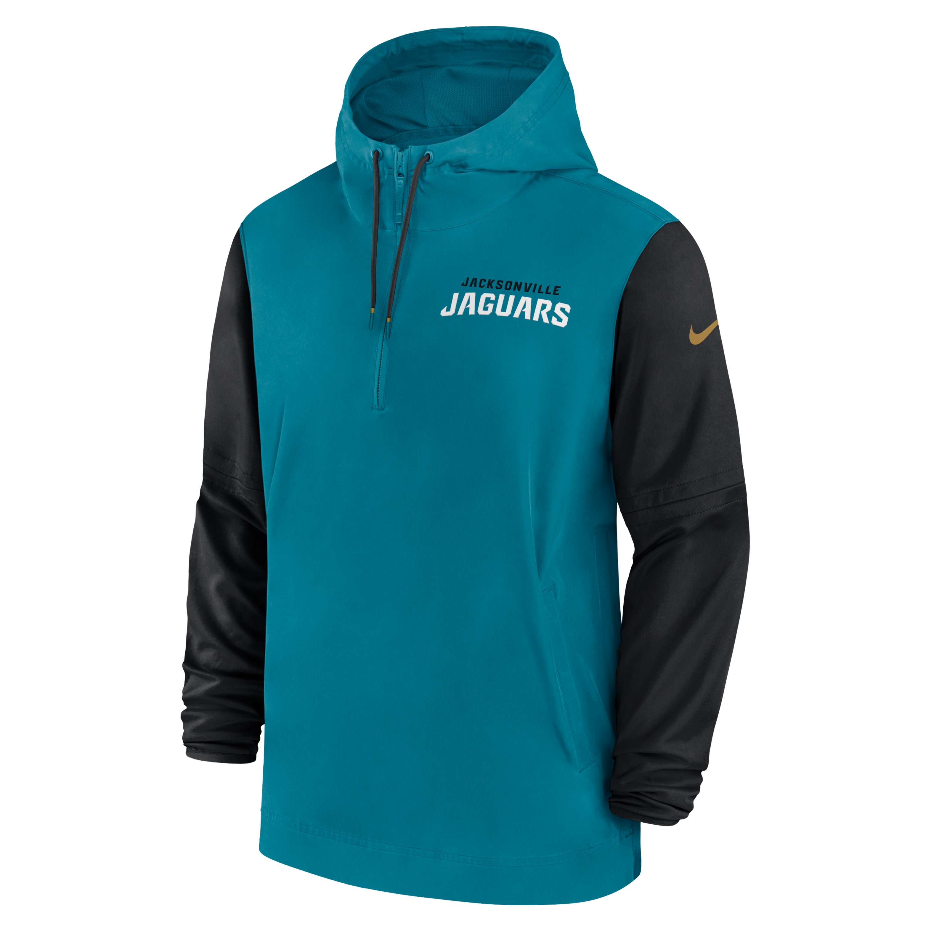 Jacksonville Jaguars Sideline Pre-Game Player Men's Nike NFL 1/2-Zip Hooded Jacket