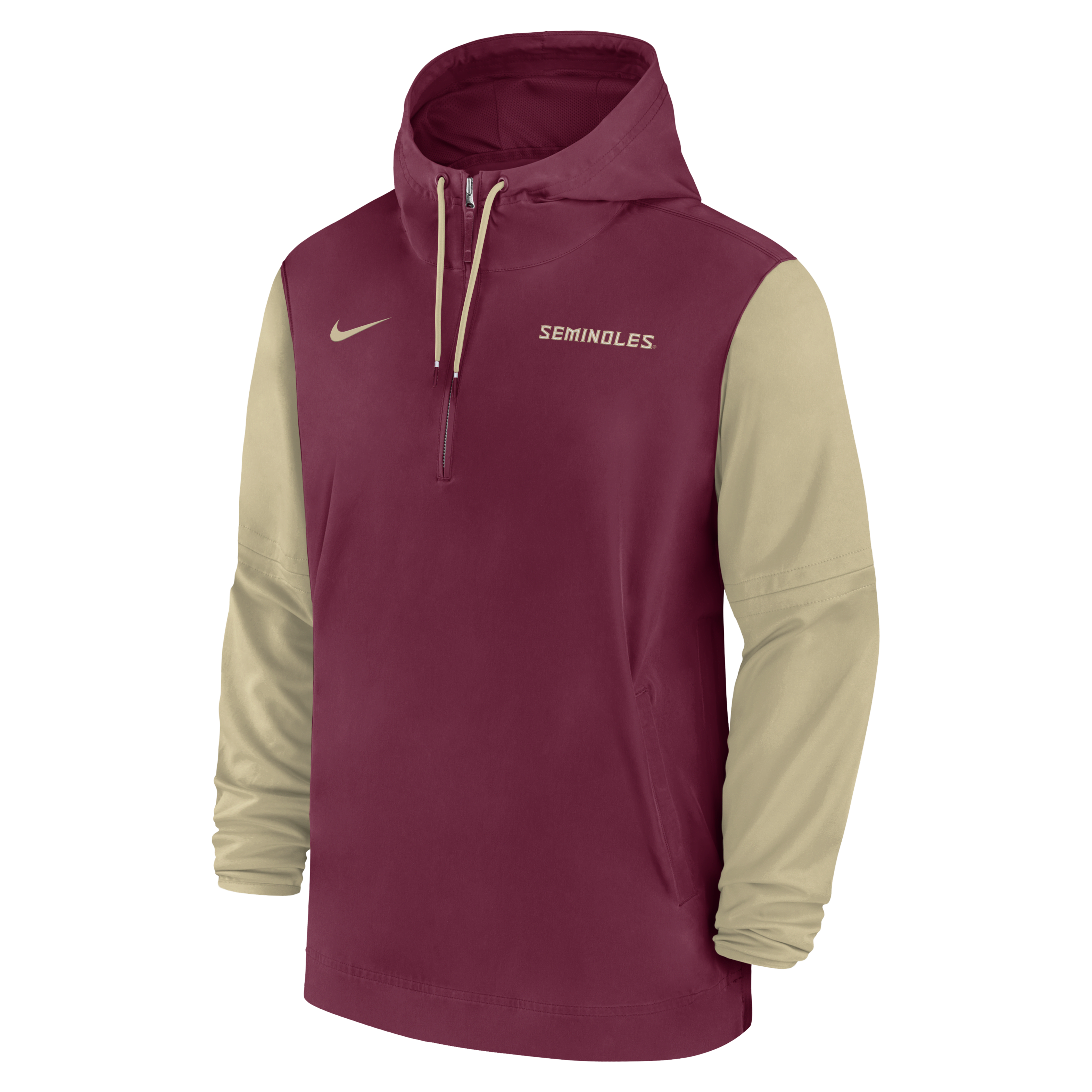 Florida State Seminoles Sideline Pre-Game Player Men's Nike College 1/2-Zip Hooded Jacket