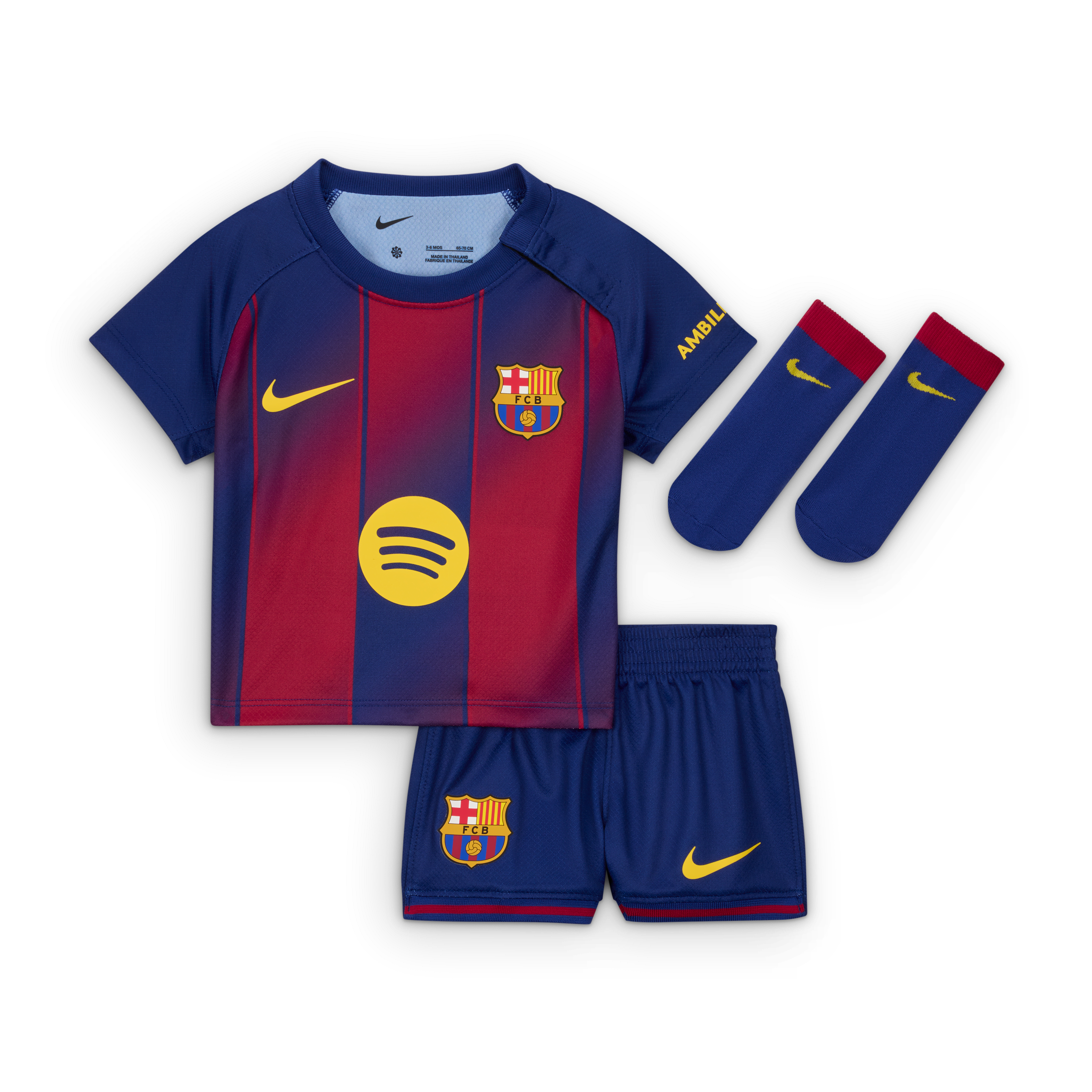 FC Barcelona 2025/26 Stadium Home Baby/Toddler Nike Soccer Replica 3-Piece Kit