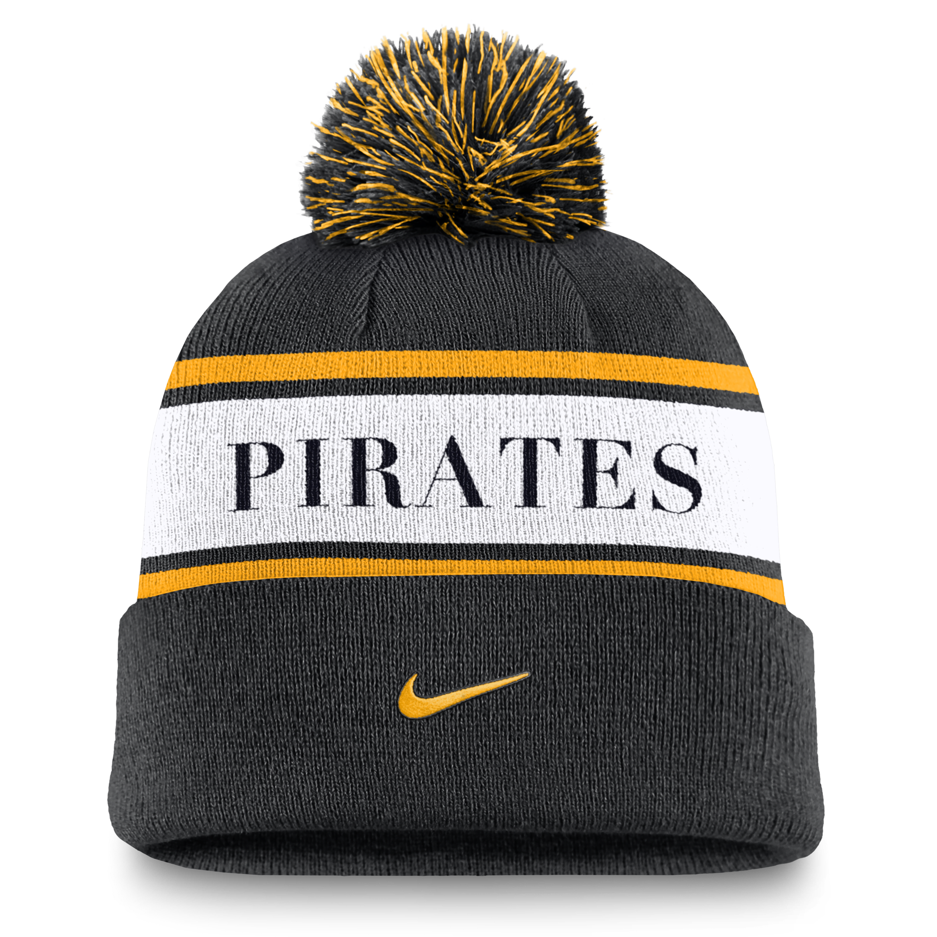 Pittsburgh Pirates Team Stripe Peak Men's Nike MLB Cuffed Pom Beanie