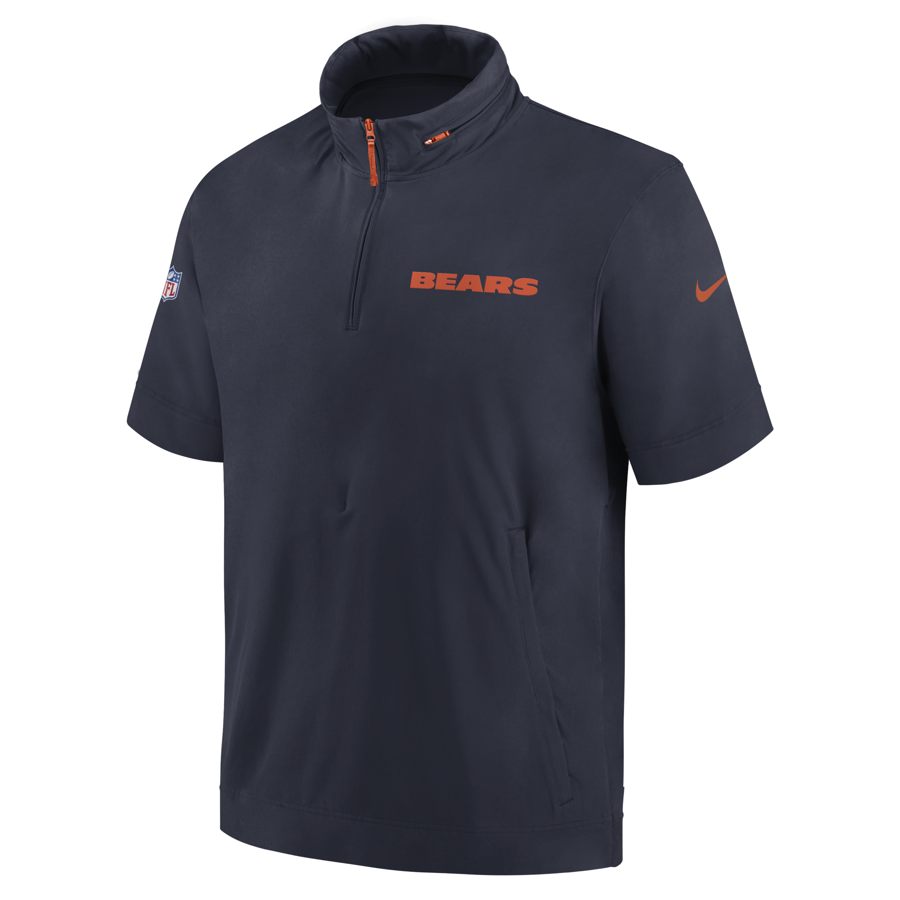 Chicago Bears Sideline Coach Men's Nike NFL 1/2-Zip Short-Sleeve Hooded Jacket