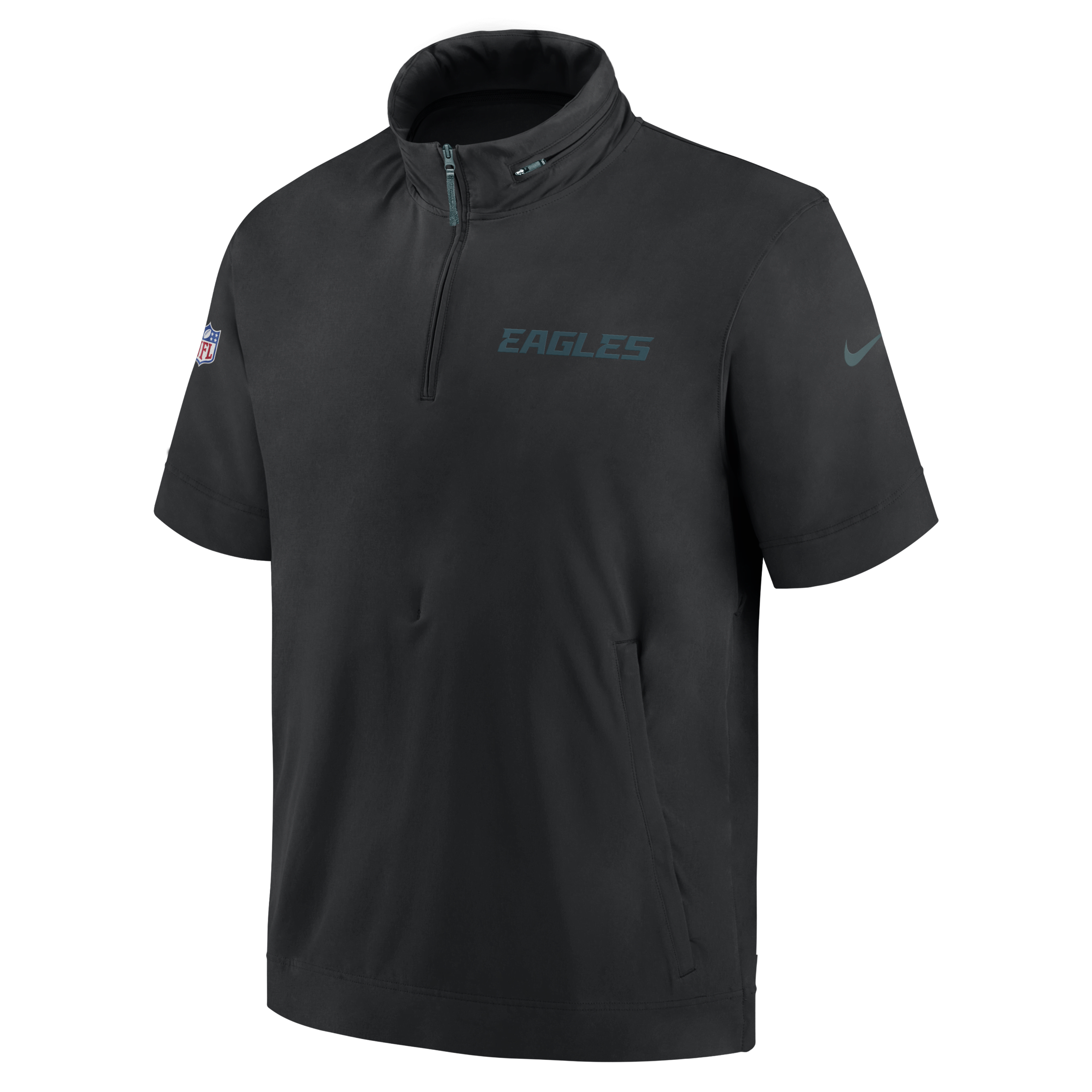 Philadelphia Eagles Sideline Coach Men's Nike NFL 1/2-Zip Short-Sleeve Hooded Jacket