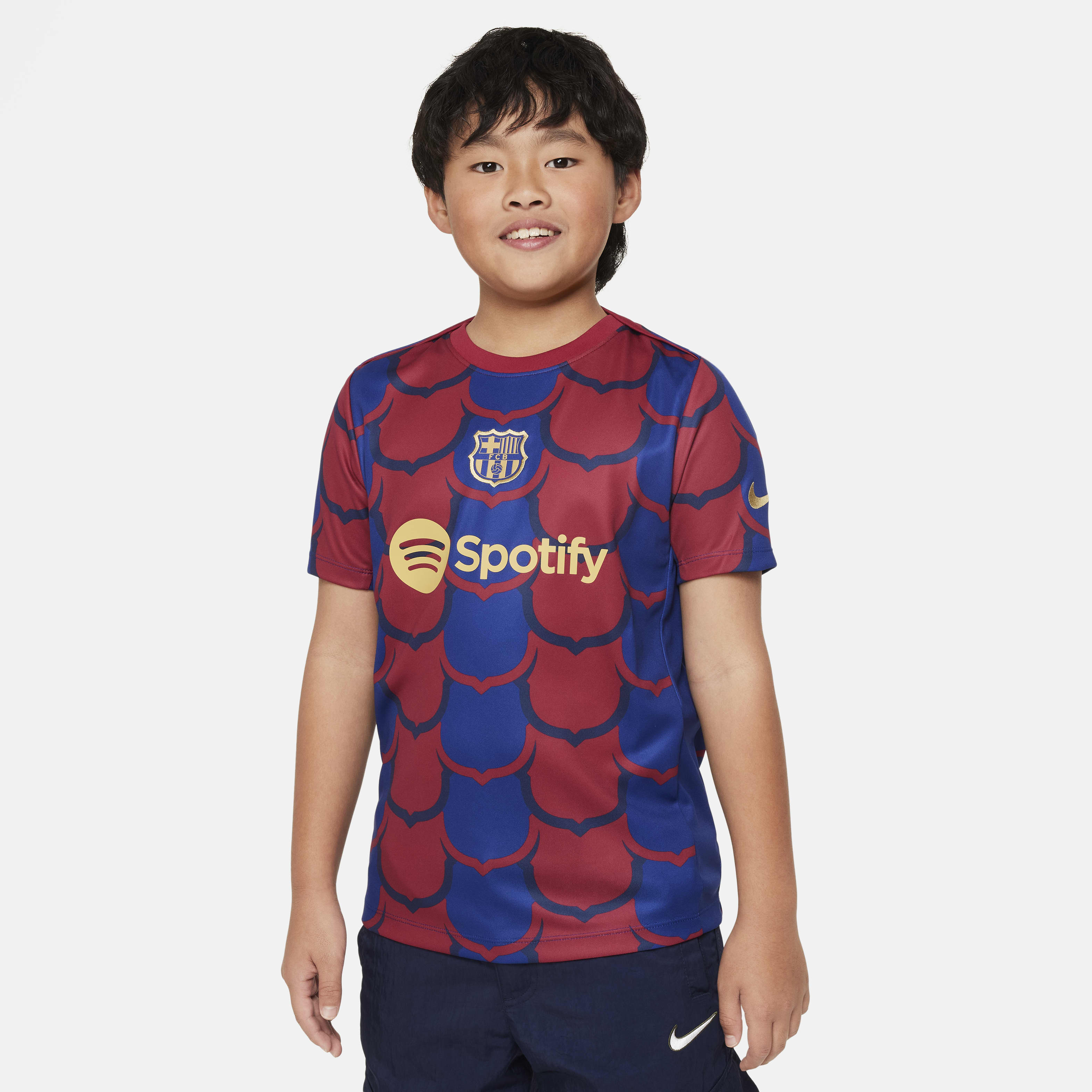 FC Barcelona Academy Pro Big Kids' Nike Dri-FIT Soccer Pre-Match Top