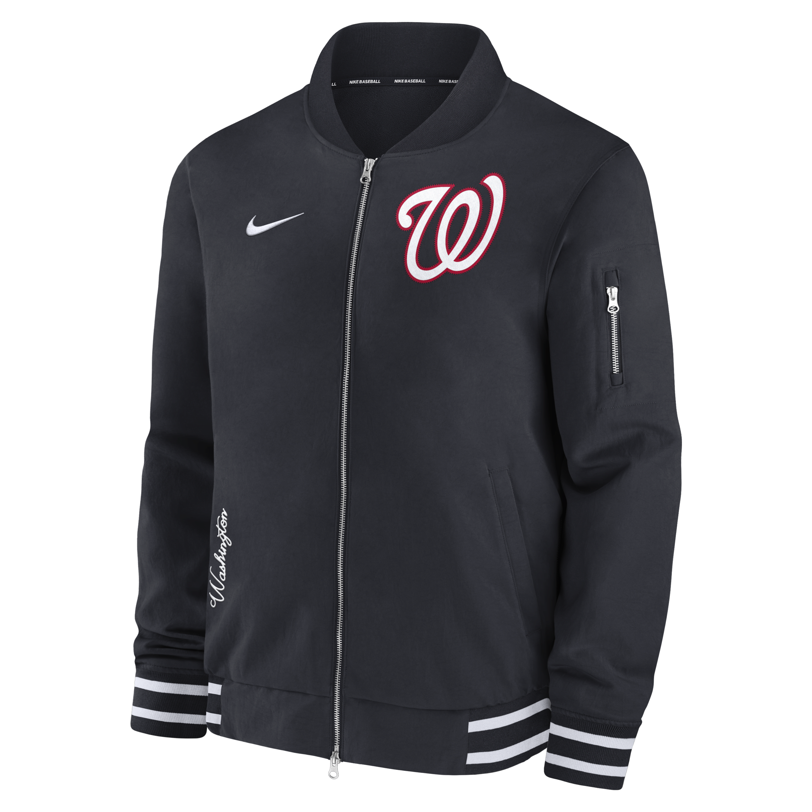 Washington Nationals Authentic Collection Men's Nike MLB Full-Zip Bomber Jacket