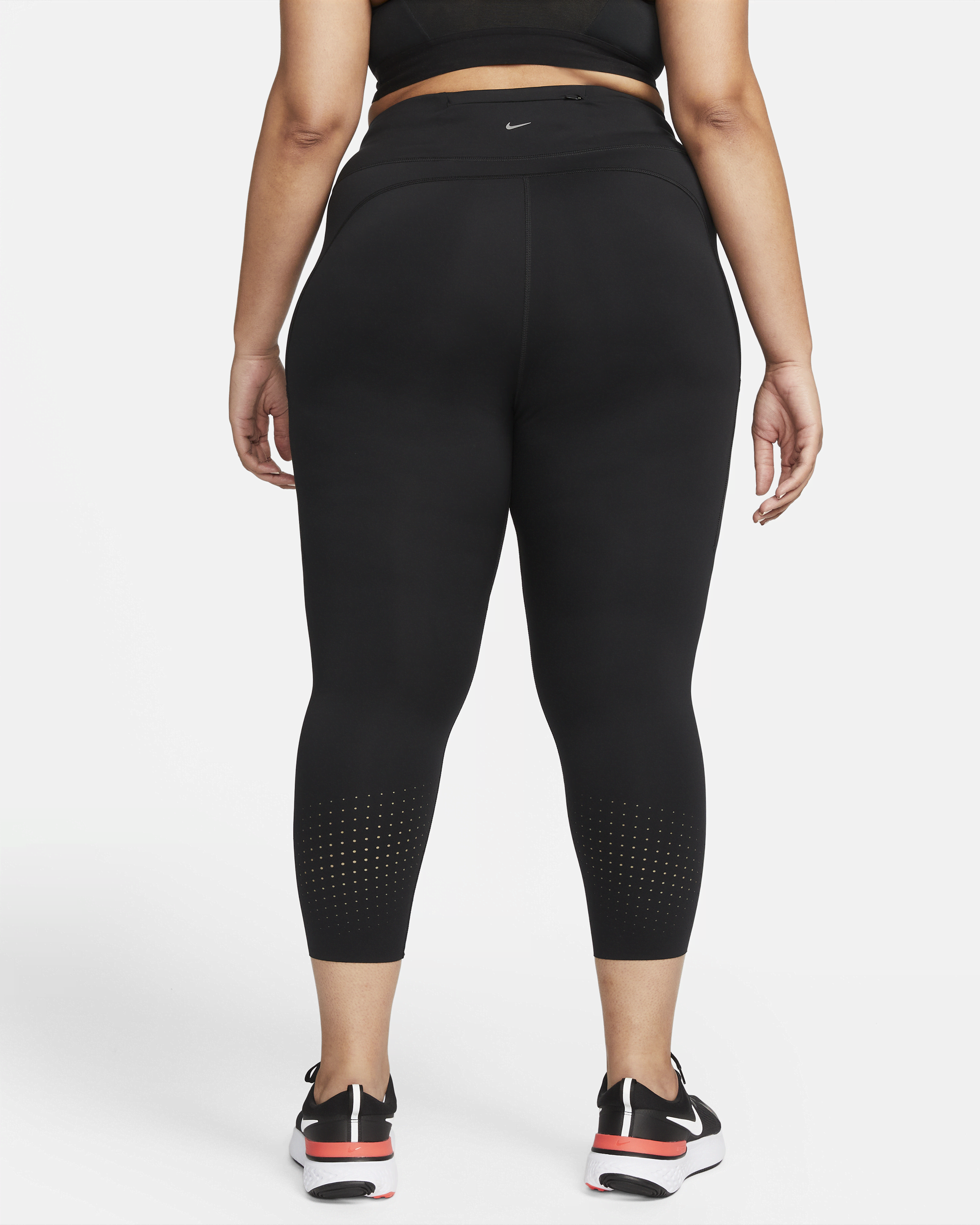 Nike Women's Power Printed Cropped Running Leggings Black/White Sz