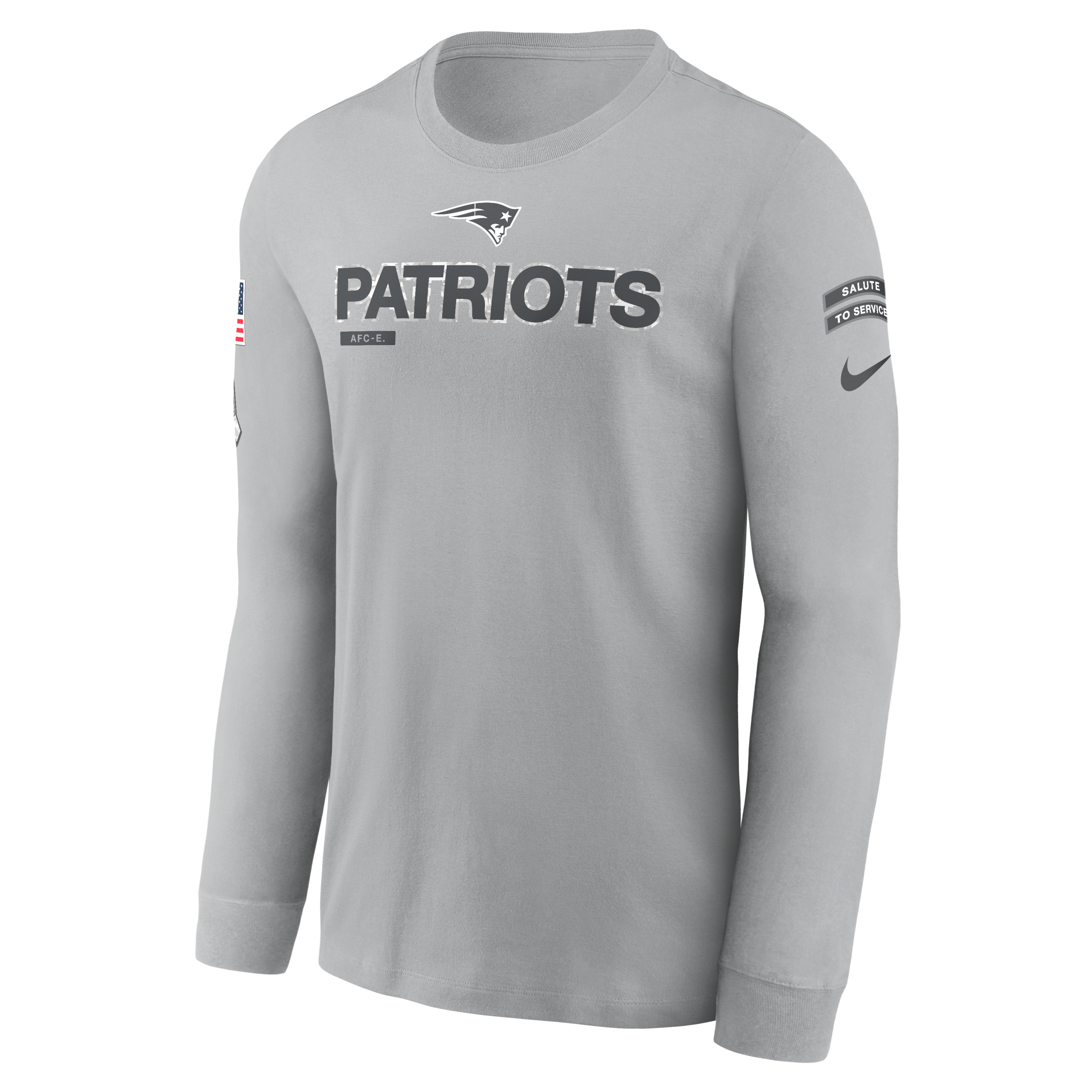 New England Patriots Salute to Service Mascot Edge Legend Men's Nike NFL Long-Sleeve T-Shirt