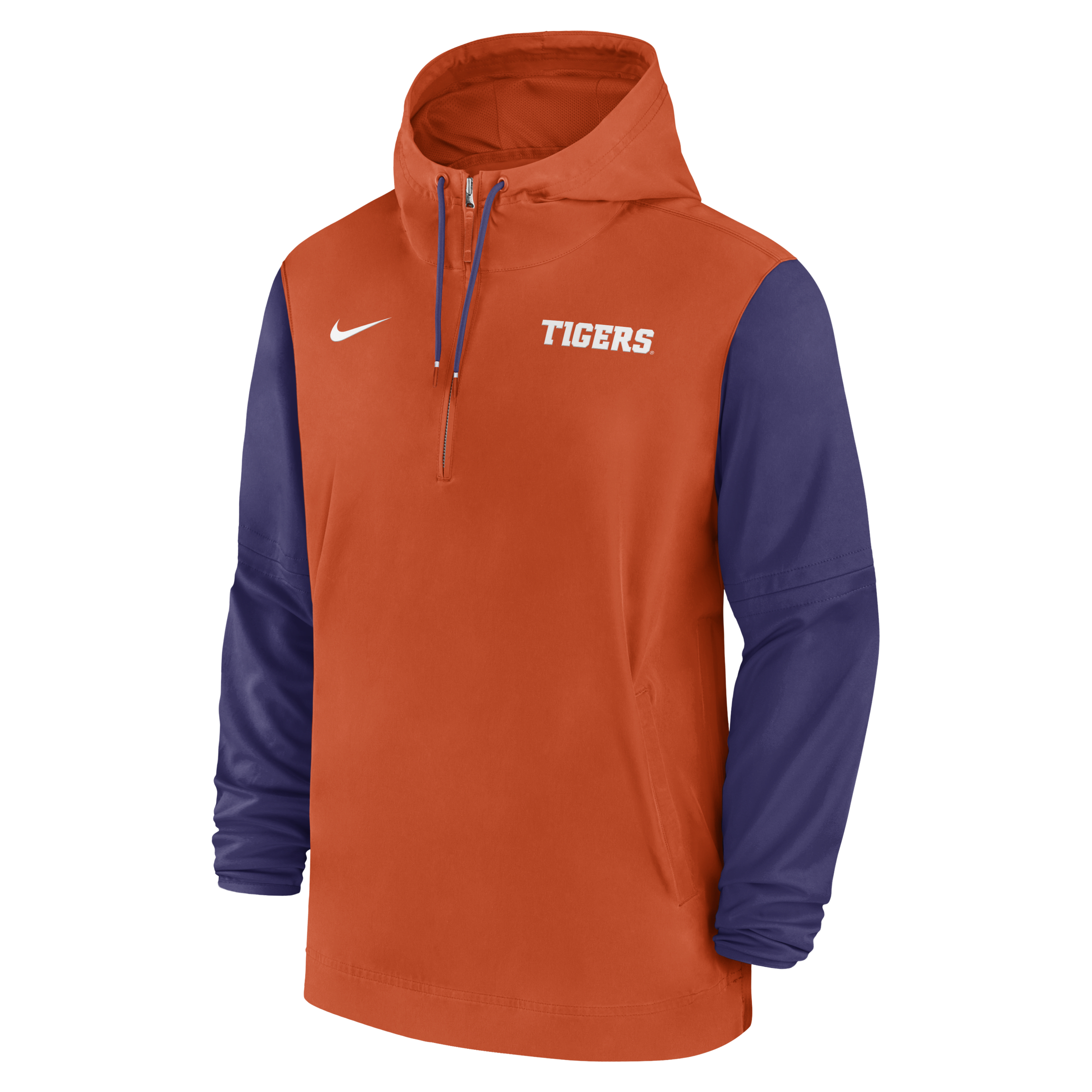 Clemson Tigers Sideline Pre-Game Player Men's Nike College 1/2-Zip Hooded Jacket