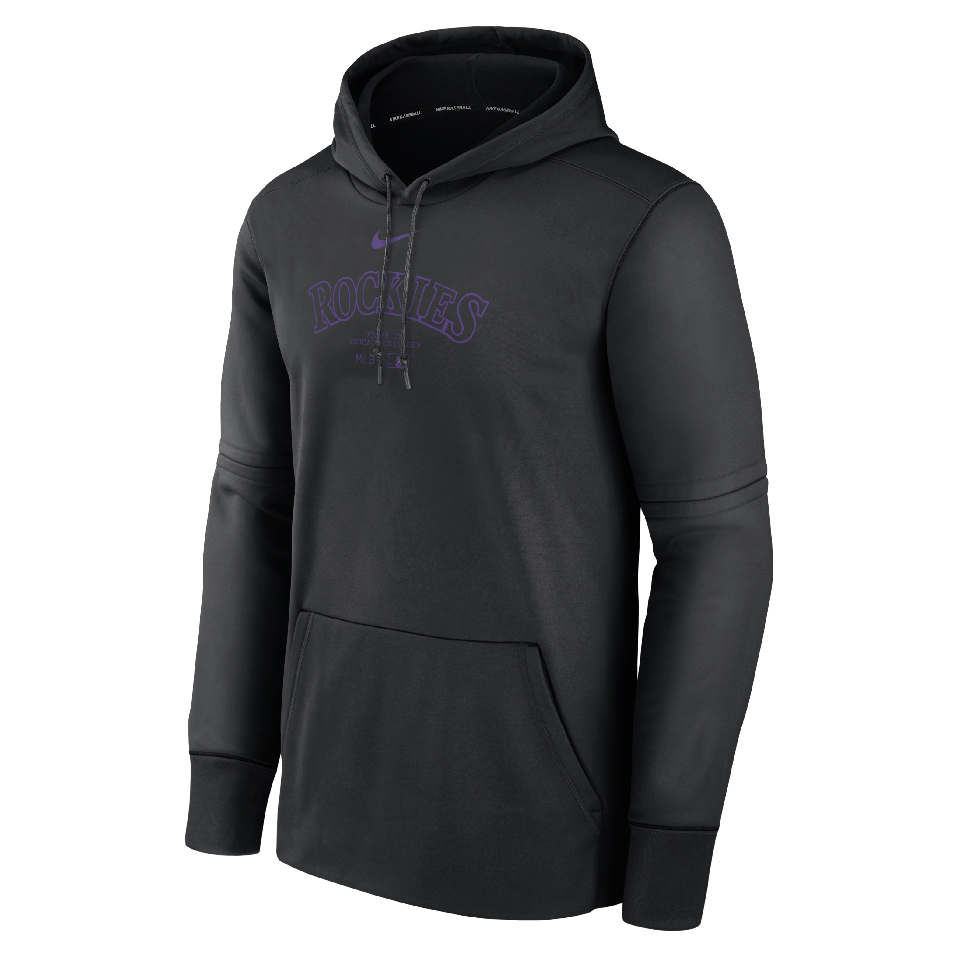 Colorado Rockies Authentic Collection Practice Men's Nike Therma MLB Pullover Hoodie