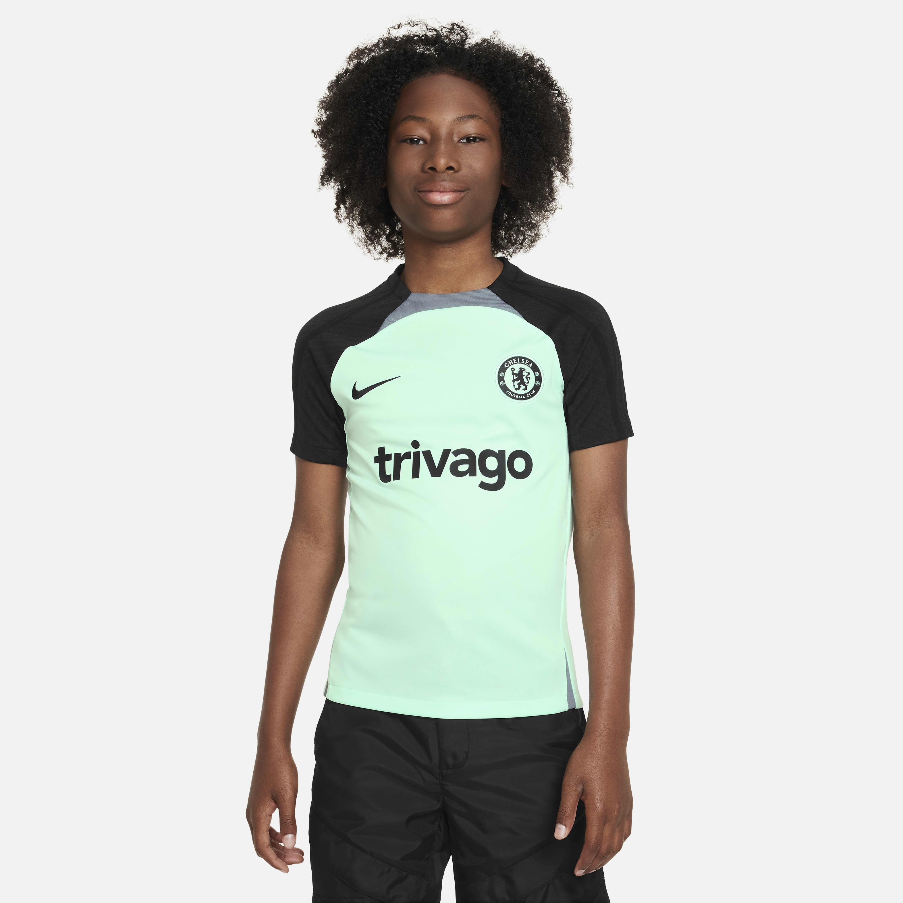 Chelsea FC Strike Third Big Kids' Nike Dri-FIT Soccer Short-Sleeve Knit Top