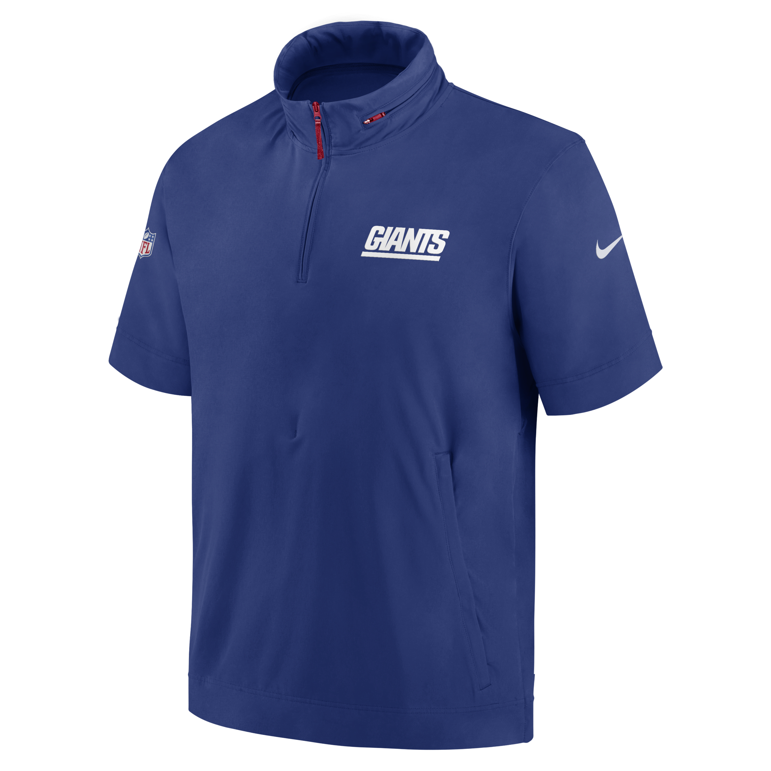 New York Giants Sideline Coach Men's Nike NFL 1/2-Zip Short-Sleeve Hooded Jacket