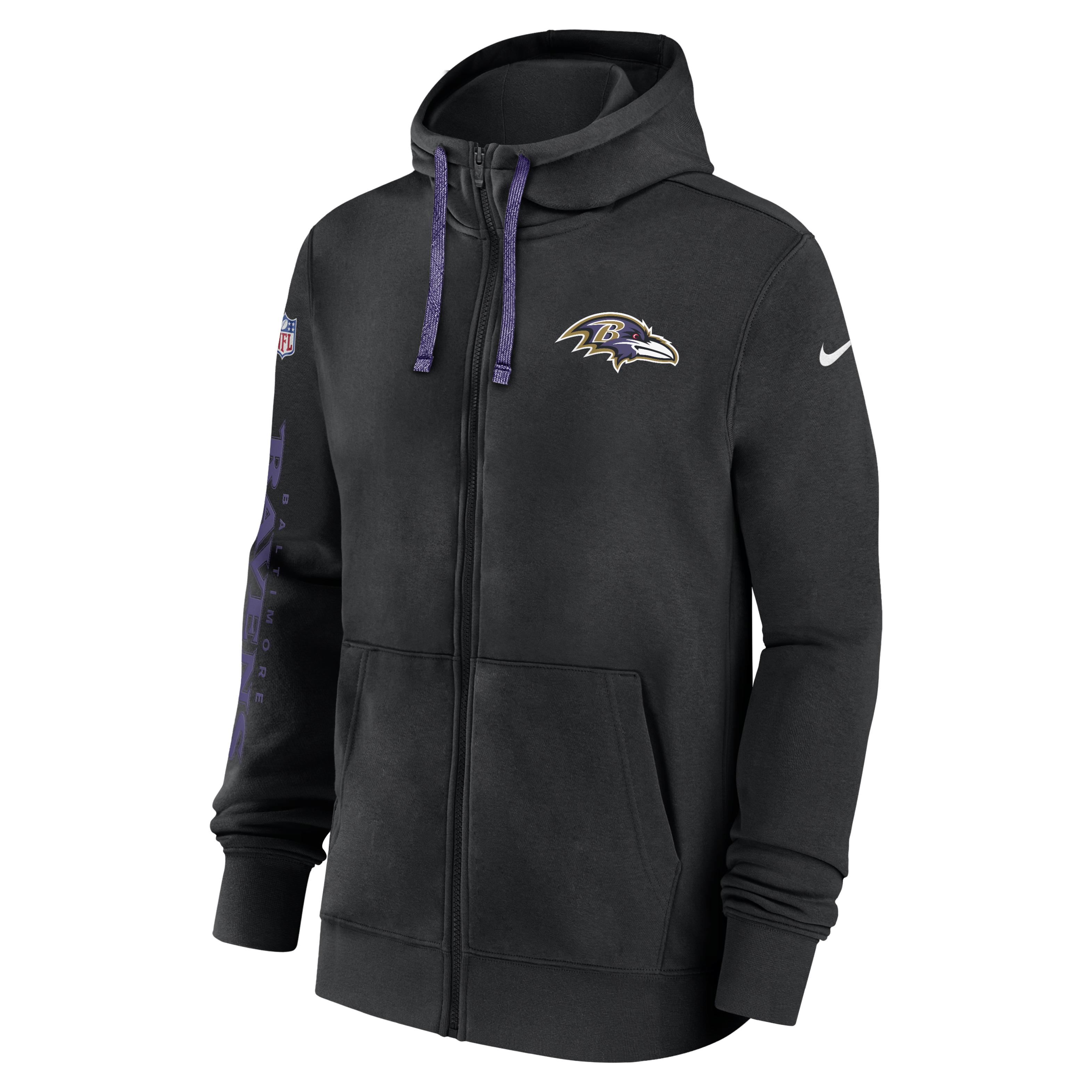 Baltimore Ravens Sideline Team Issue Club Men's Nike Full Zip Hoodie