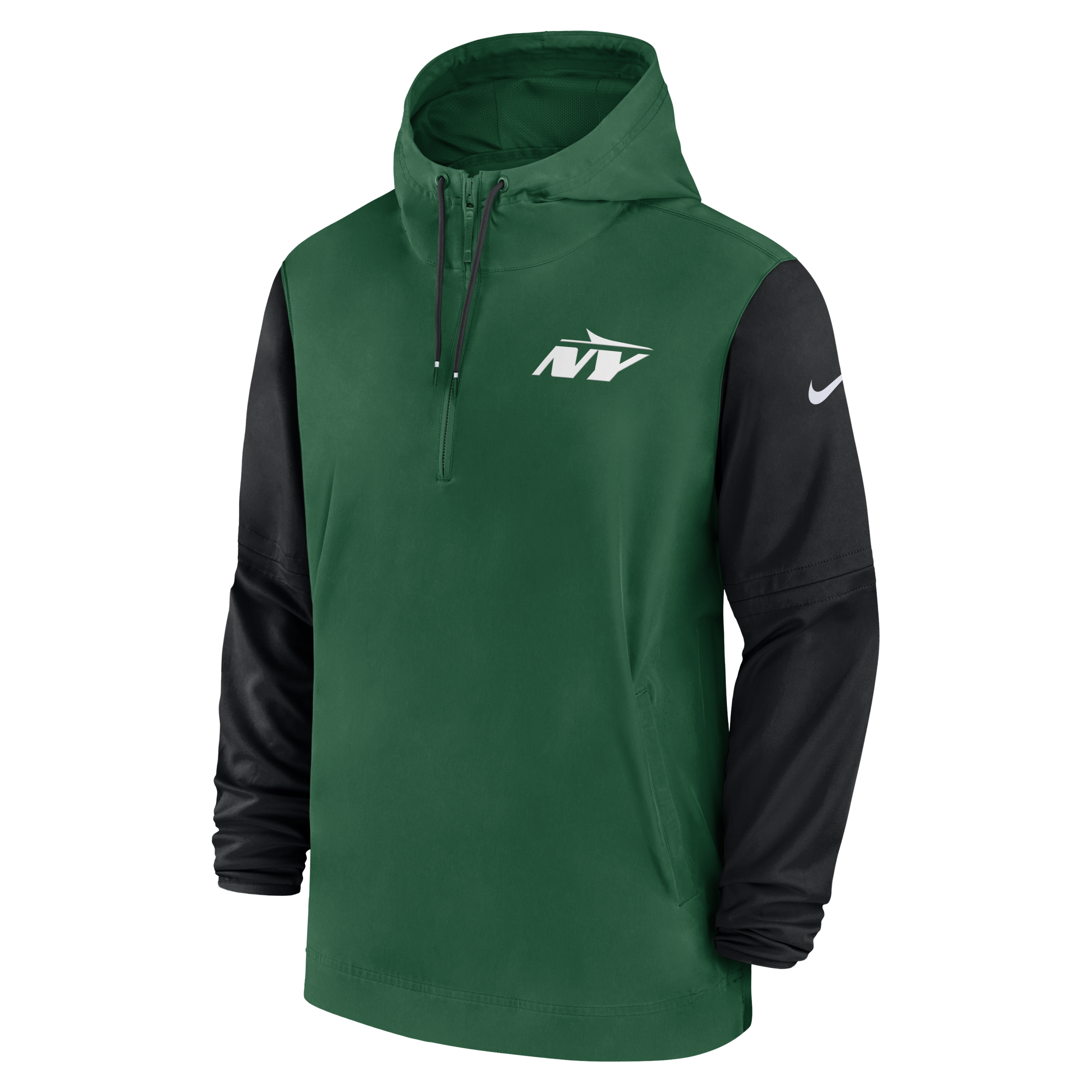 New York Jets Sideline Pre-Game Player Men's Nike NFL 1/2-Zip Hooded Jacket