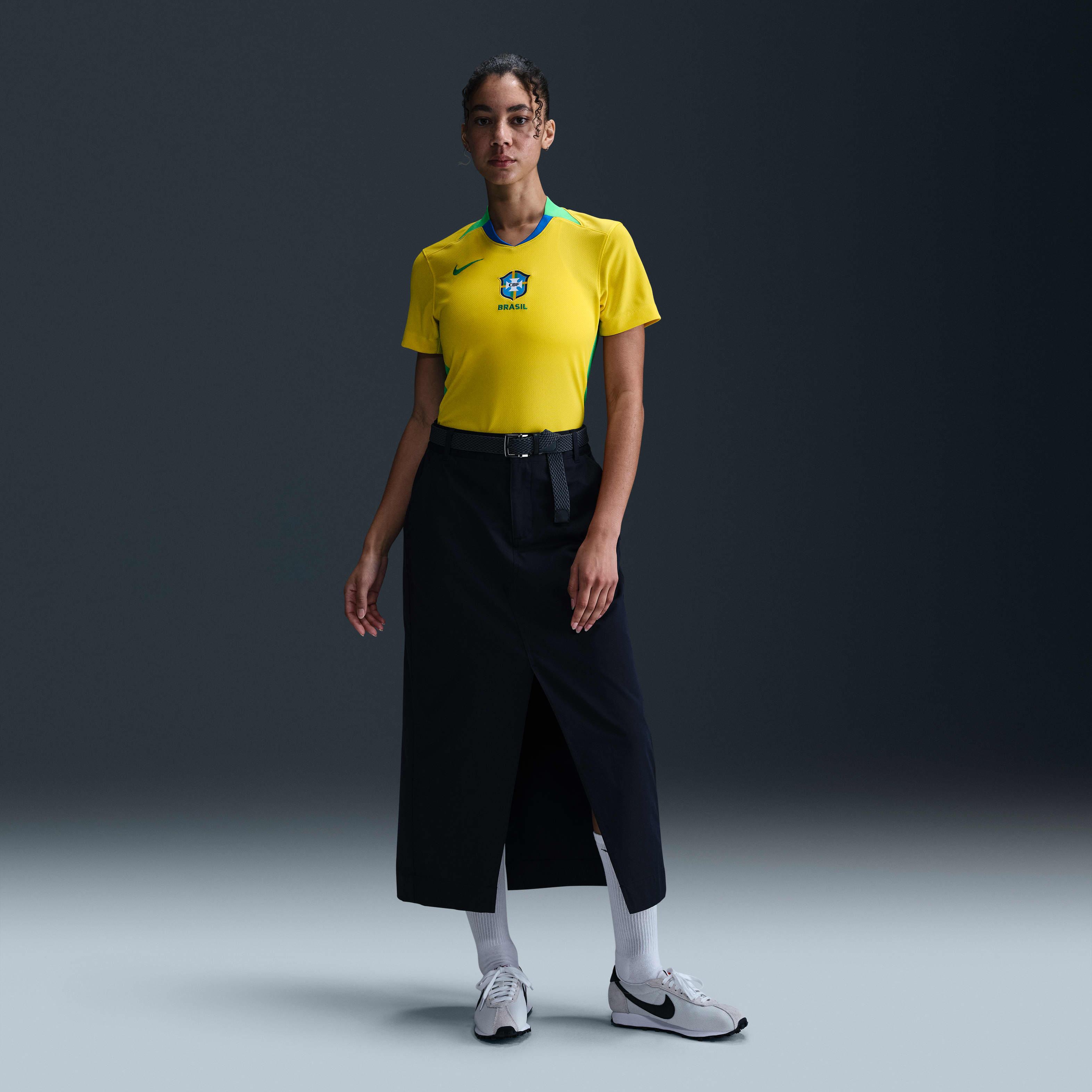 Brazil 2025 Stadium Home (Women's Team) Women's Nike Dri-FIT Soccer Replica Jersey