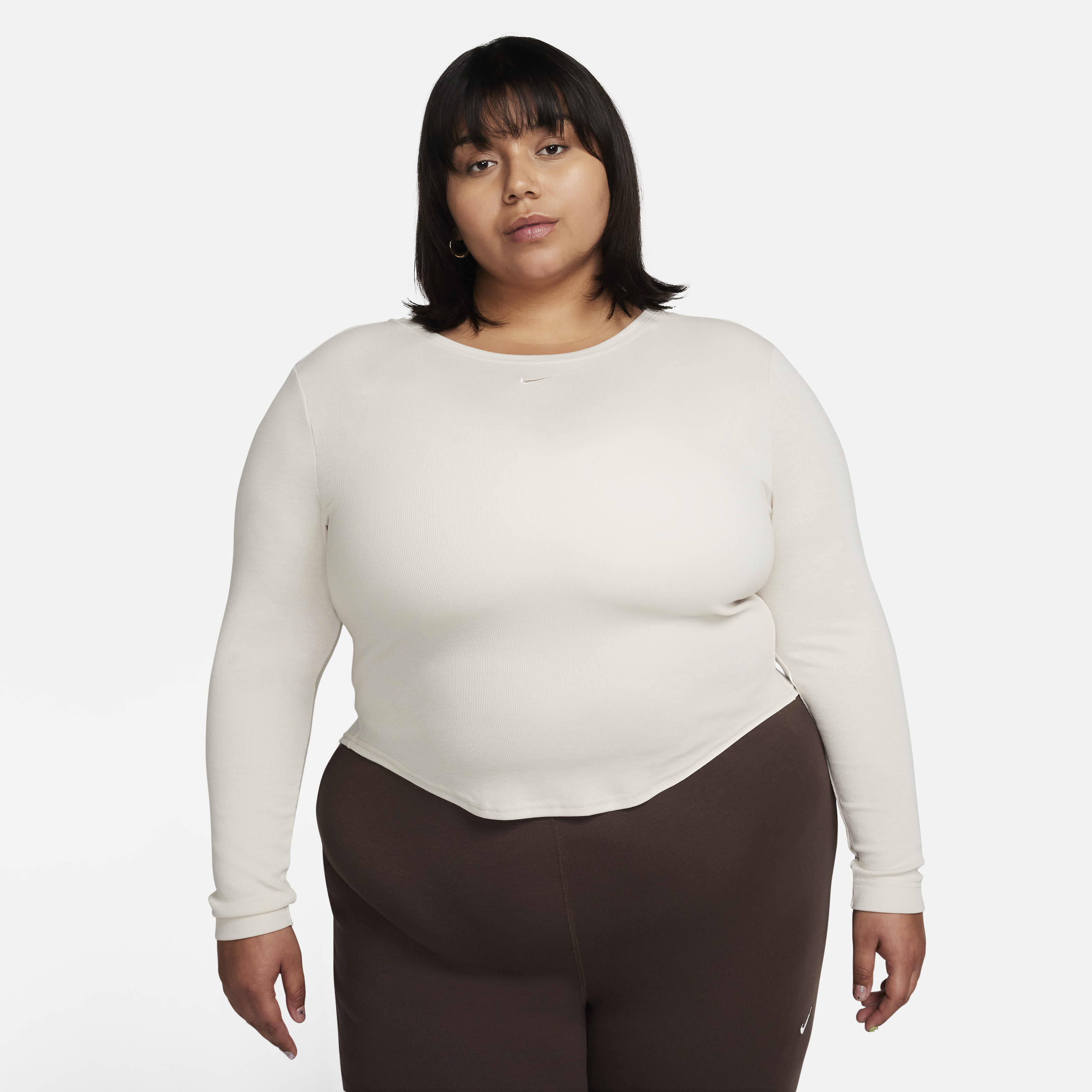 Nike Sportswear Chill Knit Women's Tight Scoop-Back Long-Sleeve Mini-Rib Top (Plus Size)