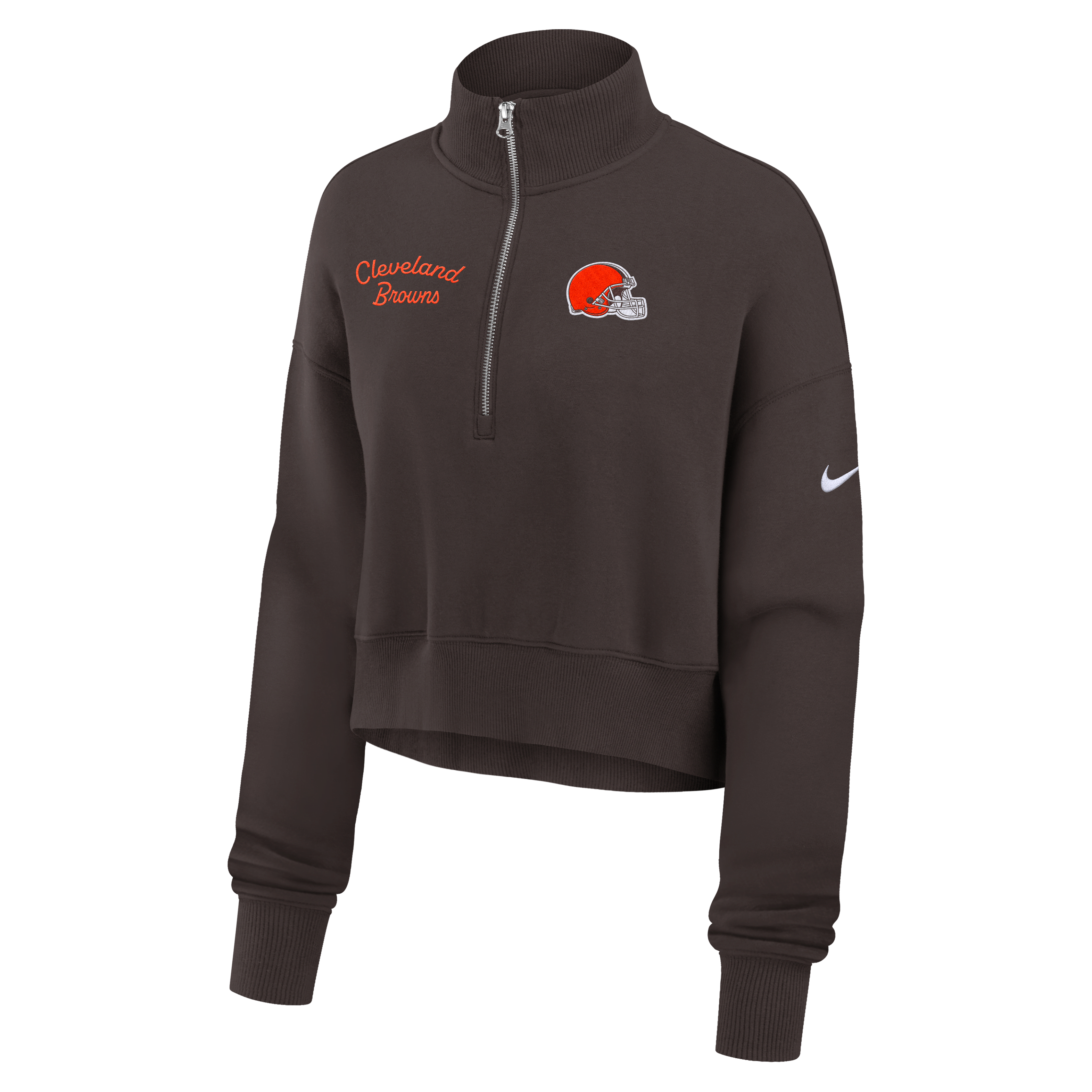 Cleveland Browns Phoenix Women's Nike NFL Cropped 1/4-Zip Crew