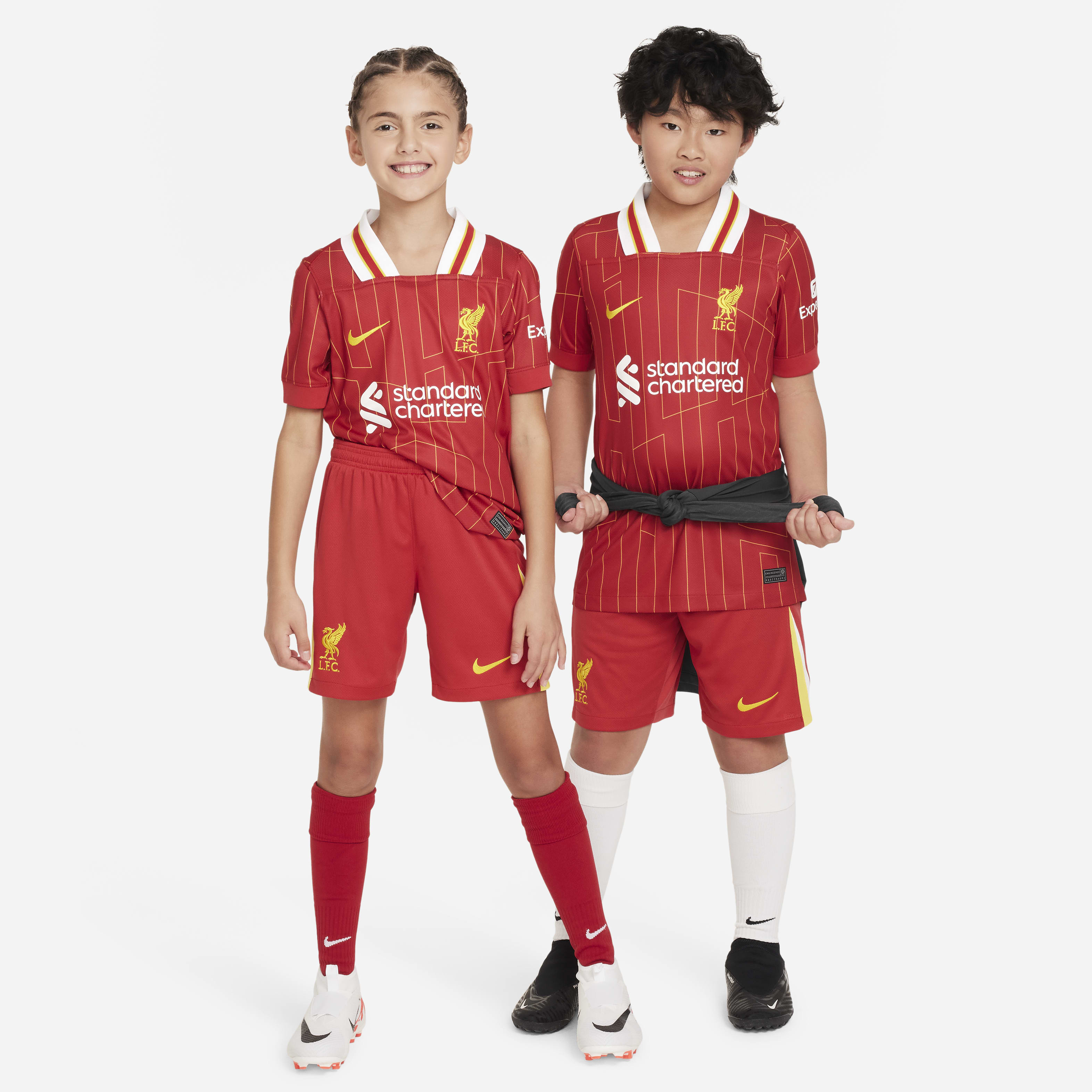 Liverpool FC 2024/25 Stadium Home Big Kids' Nike Dri-FIT Soccer Replica Shorts