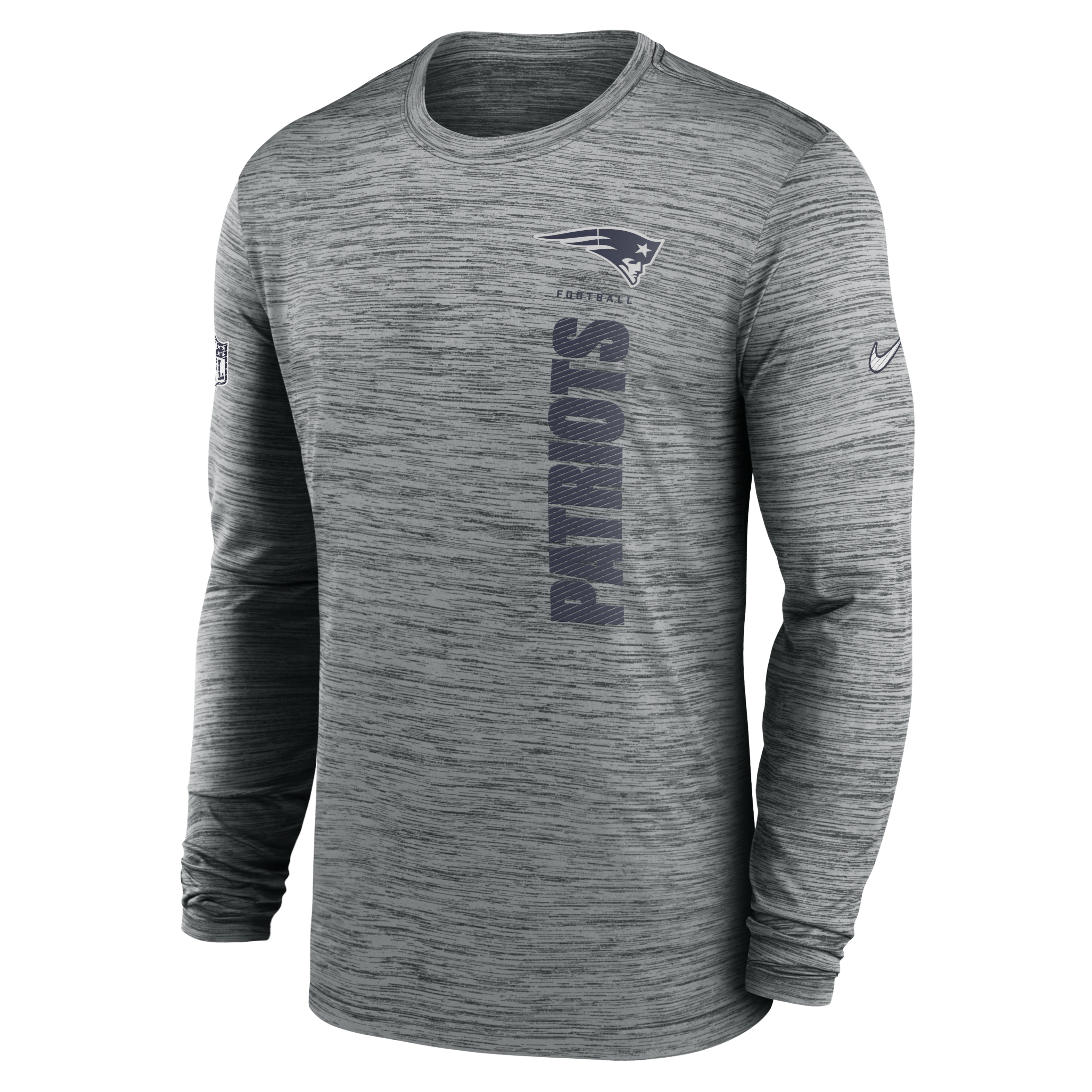 New England Patriots Sideline Velocity Men's Nike Dri-FIT NFL Long-Sleeve T-Shirt