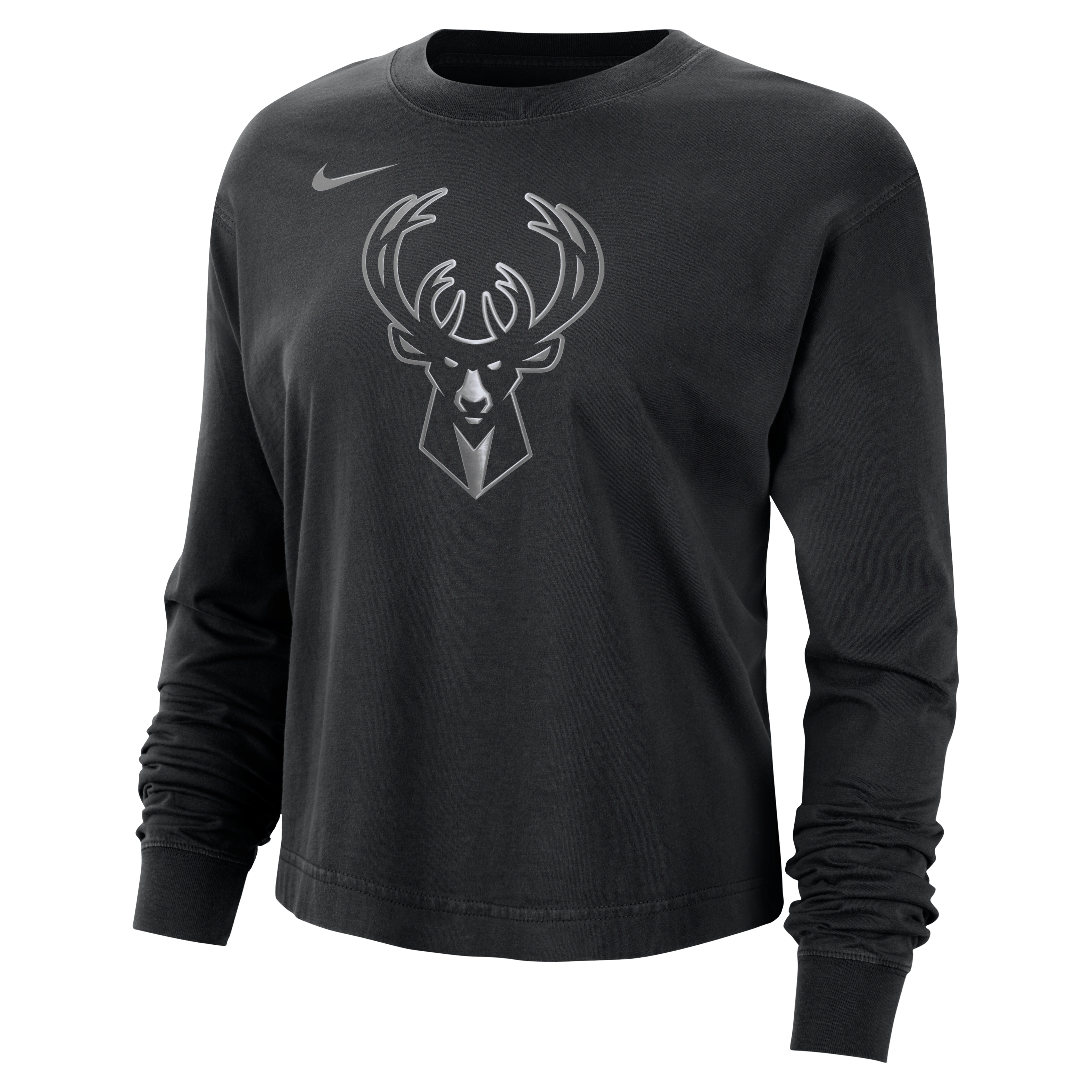 Milwaukee Bucks Courtside Women's Nike NBA Shine Boxy Long-Sleeve T-Shirt
