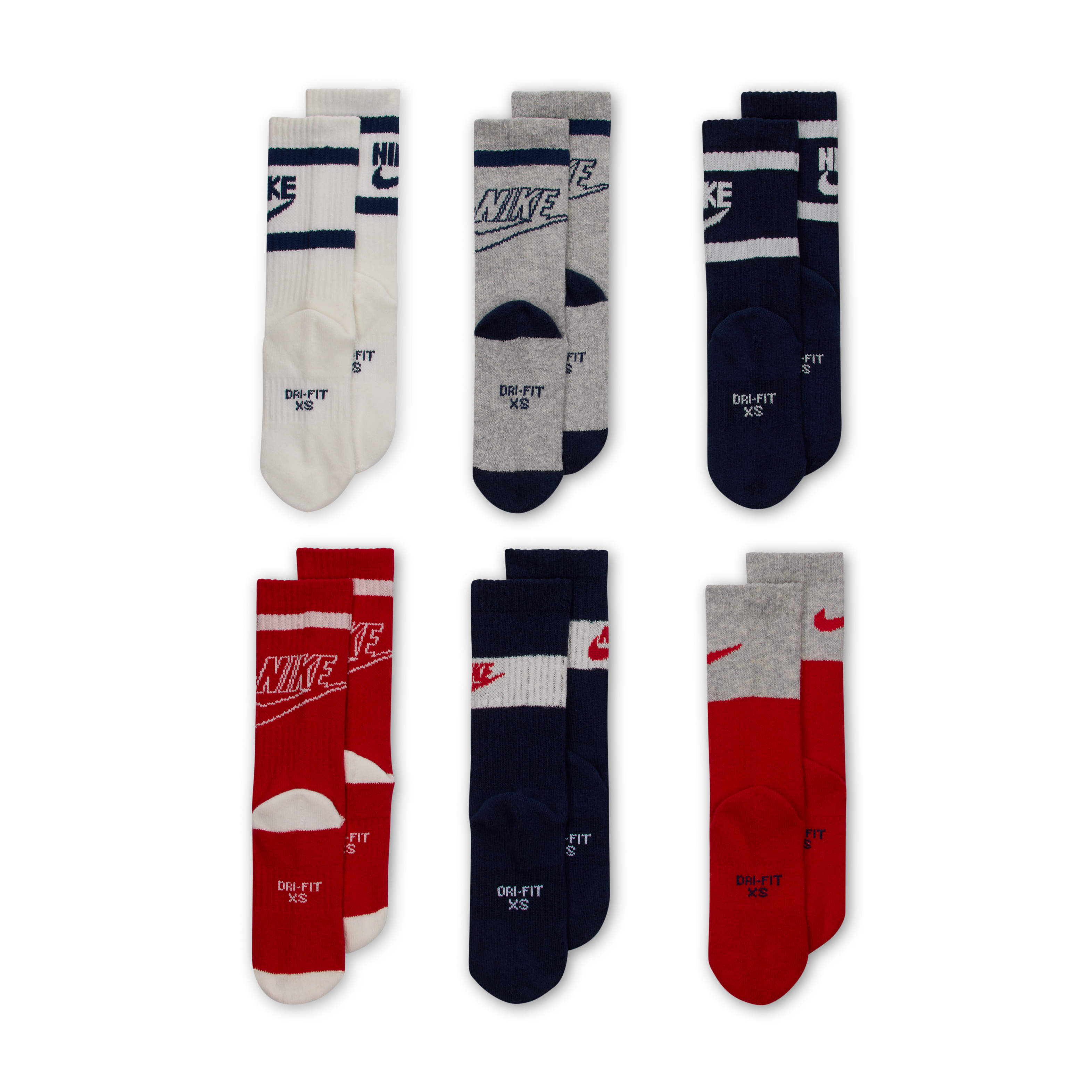 Nike Dri-FIT Baby (12-24M) Retro Crew Socks (6 Pairs)