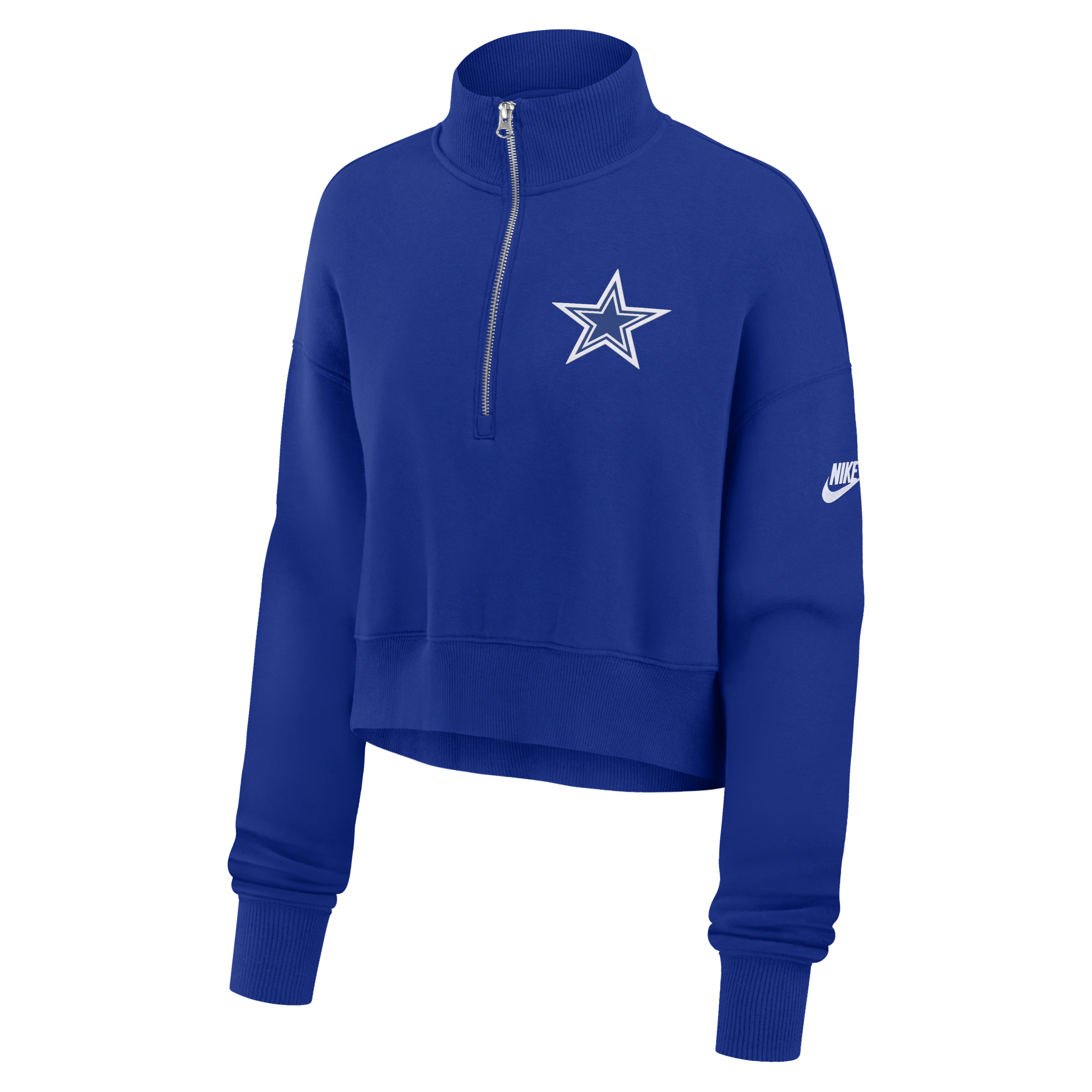 Dallas Cowboys Rewind Phoenix Women's Nike NFL Cropped 1/4-Zip Crew