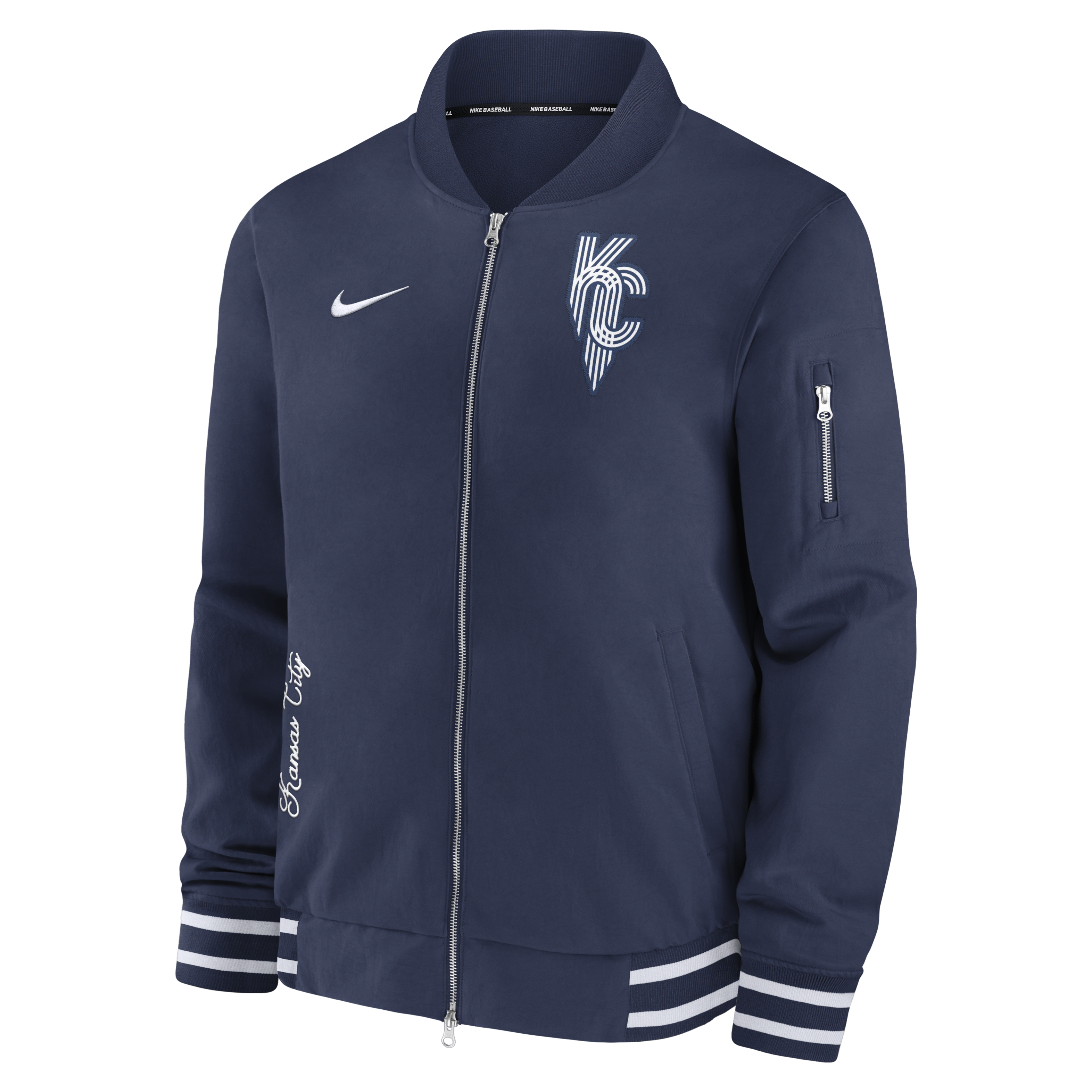 Kansas City Royals Authentic Collection Connect Game Time Men's Nike MLB Full-Zip Bomber Jacket