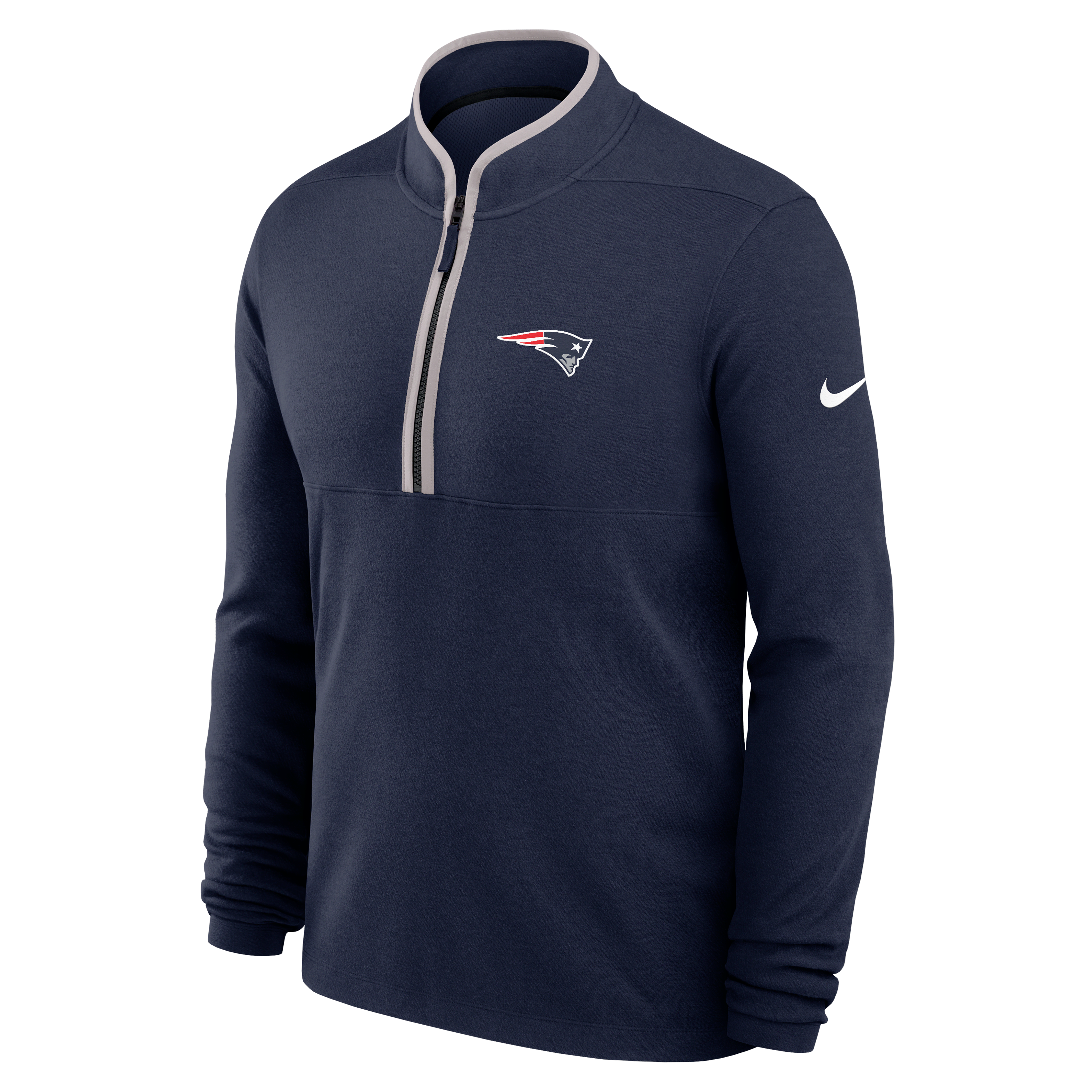 New England Patriots Logo Victory Men's Nike Dri-FIT NFL 1/2-Zip Long-Sleeve Top