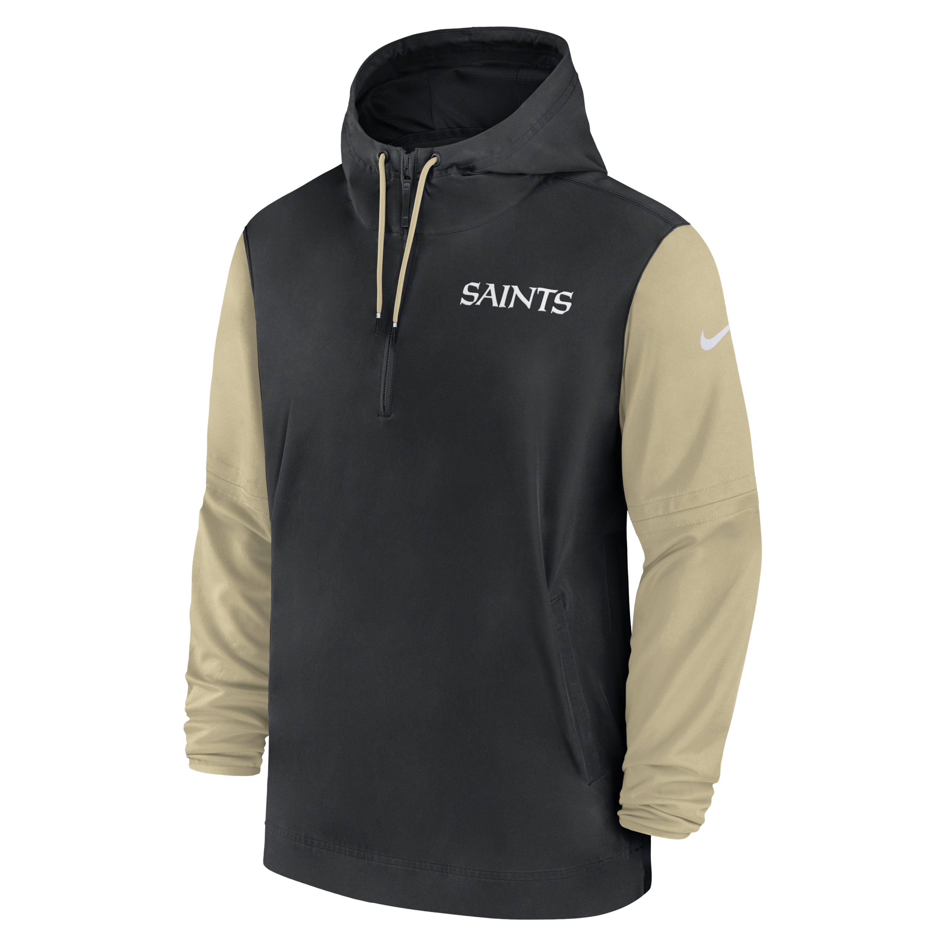 New Orleans Saints Sideline Pre-Game Player Men's Nike NFL 1/2-Zip Hooded Jacket