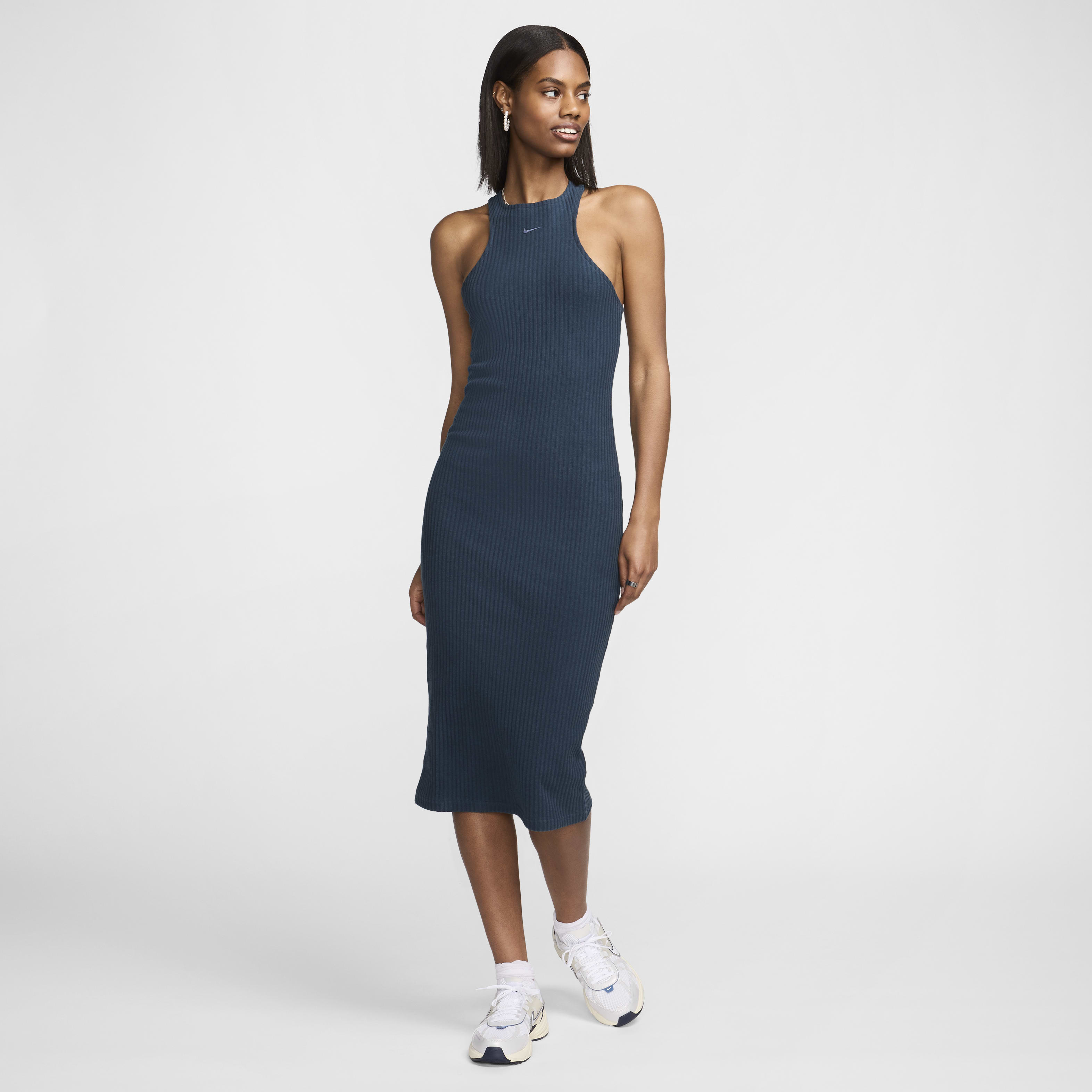 Vestido midi estreito sem mangas Nike Sportswear Chill Rib para mulher