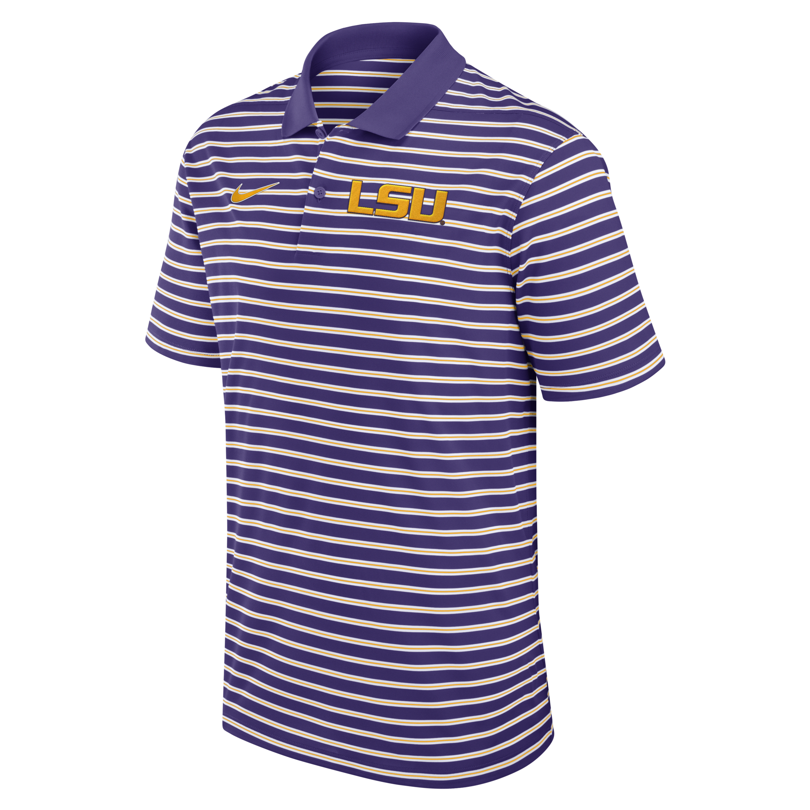 LSU Tigers Primetime Victory Striped Men's Nike Dri-FIT College Polo