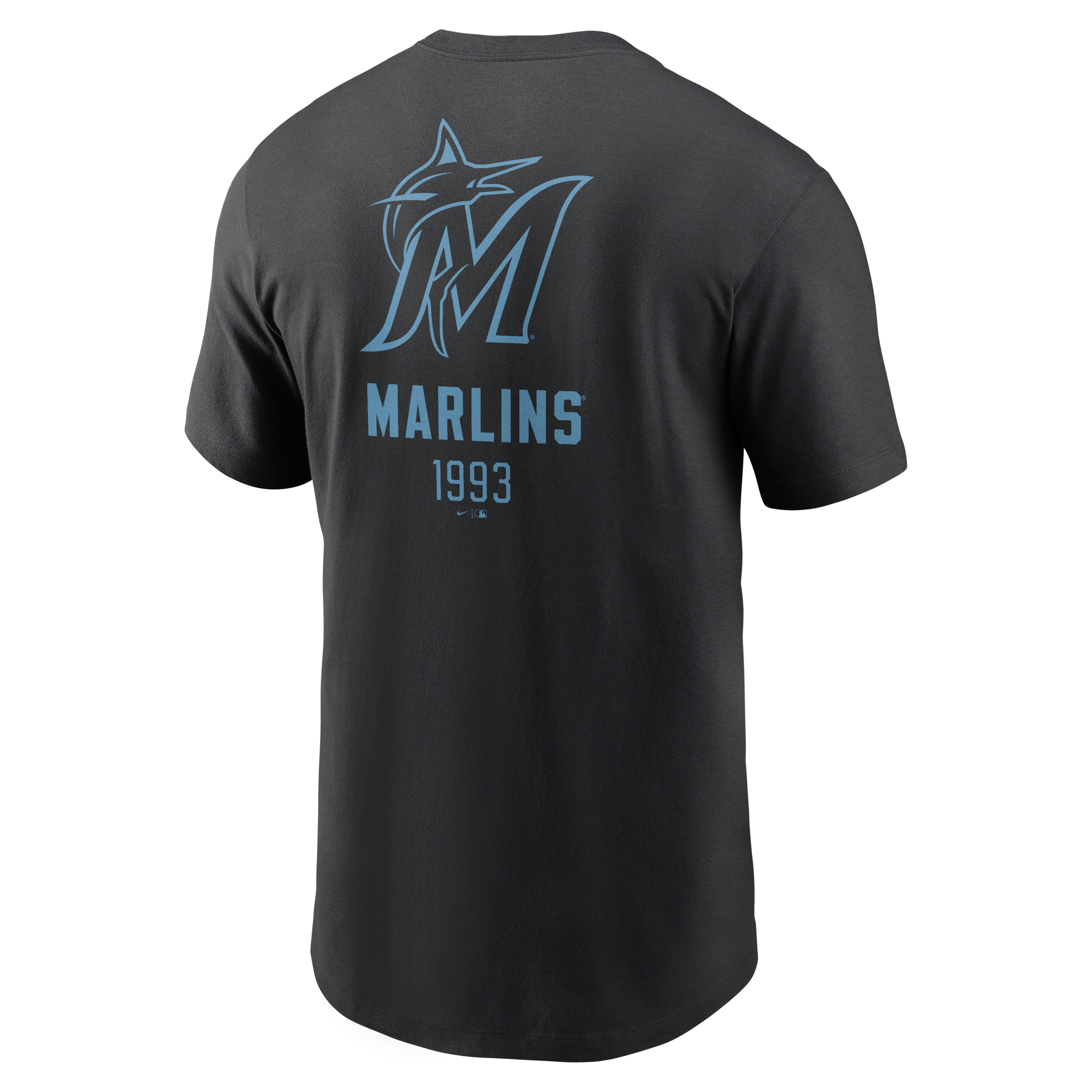 Miami Marlins Large Logo Back Stack Men's Nike MLB T-Shirt