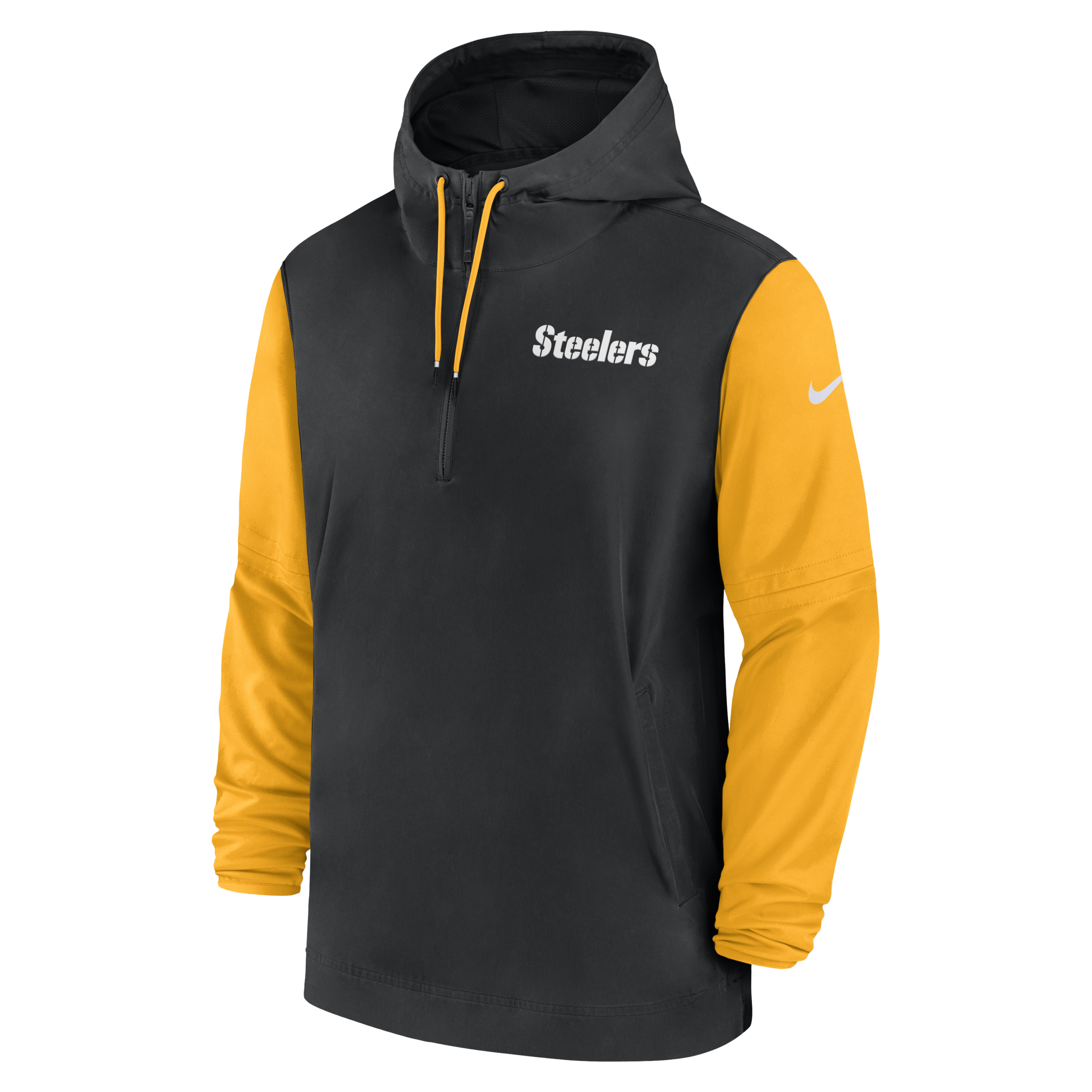 Pittsburgh Steelers Sideline Pre-Game Player Men's Nike NFL 1/2-Zip Hooded Jacket