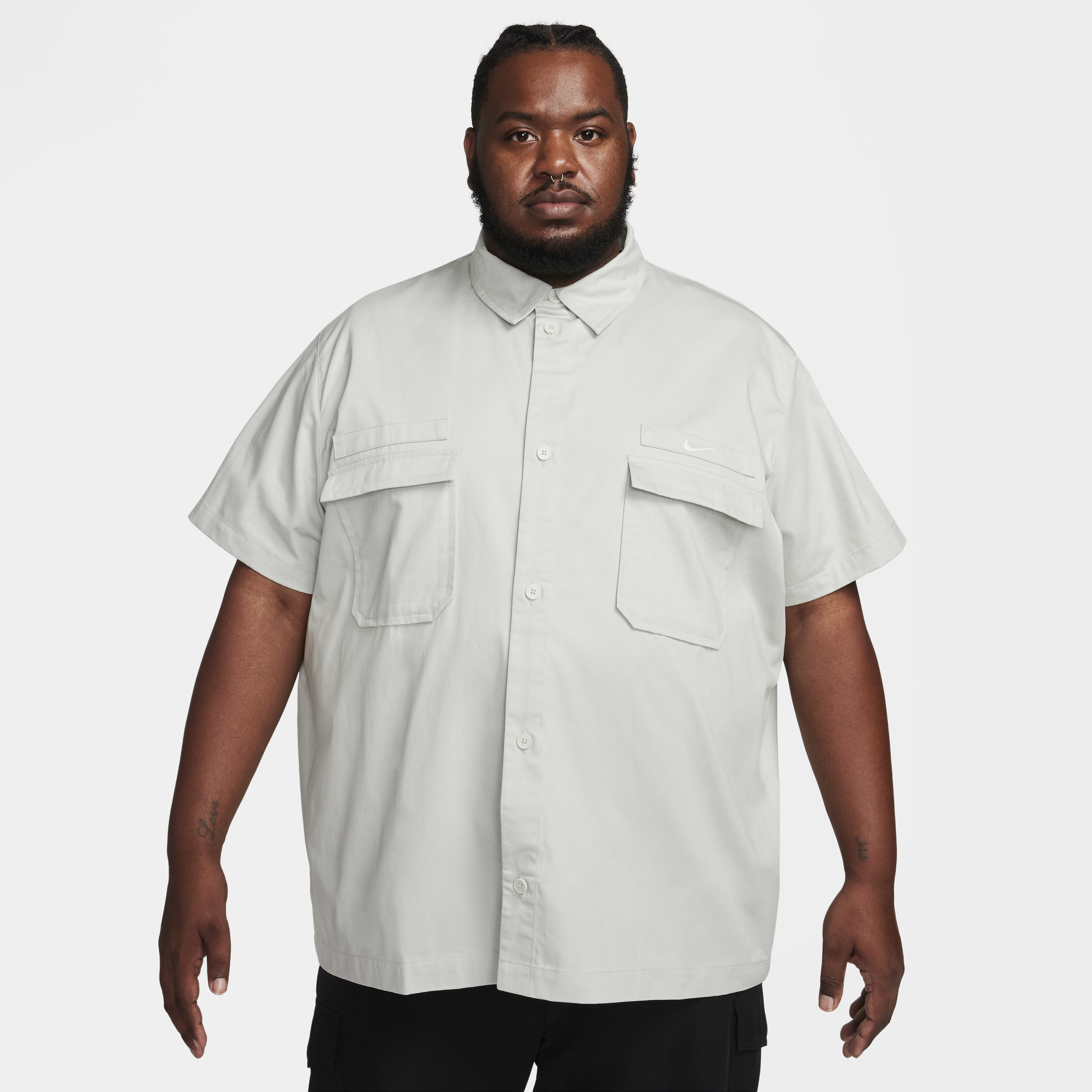 Nike Life Men's Woven Military Short-Sleeve Button-Down Shirt