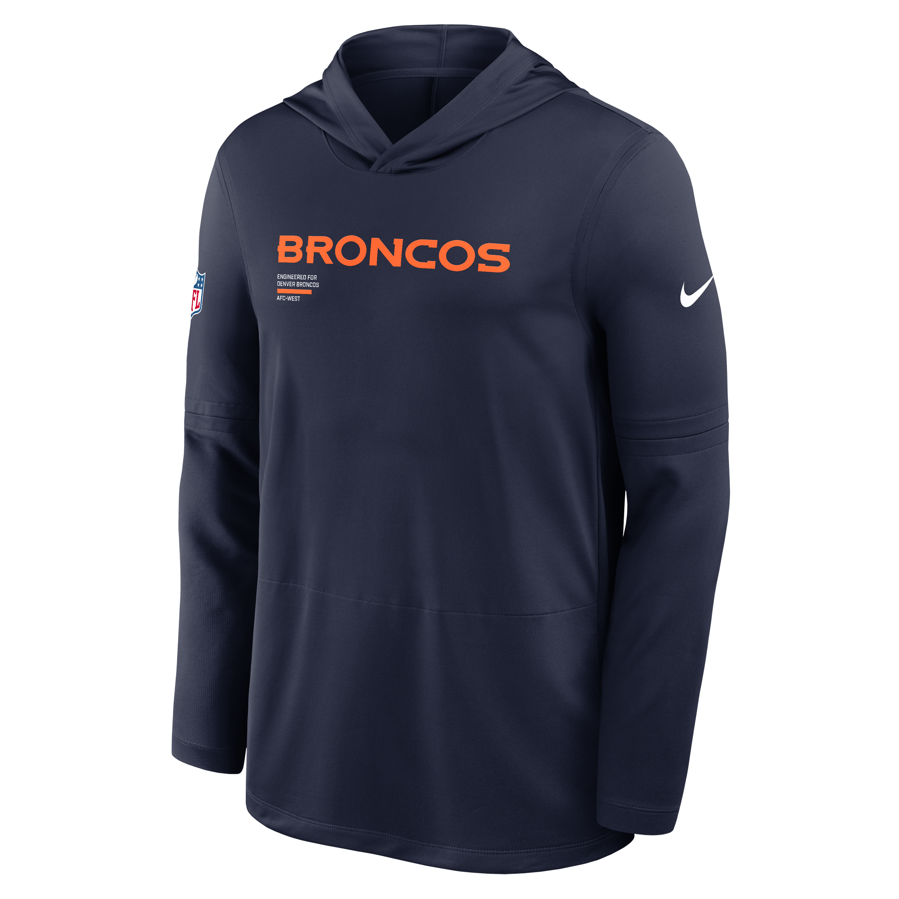 Denver Broncos Pure Fury Sideline Men's Nike Dri-FIT NFL Long-Sleeve Hooded Top
