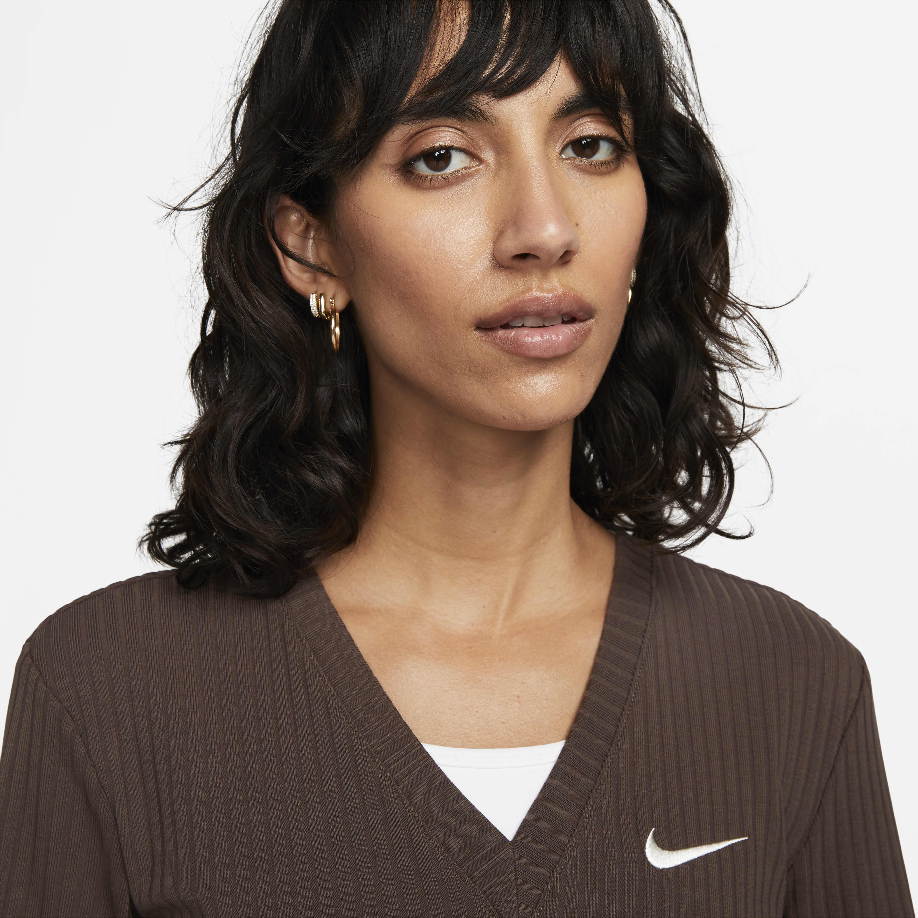 Nike Sportswear Women's Ribbed Jersey Long-Sleeve V-Neck Top