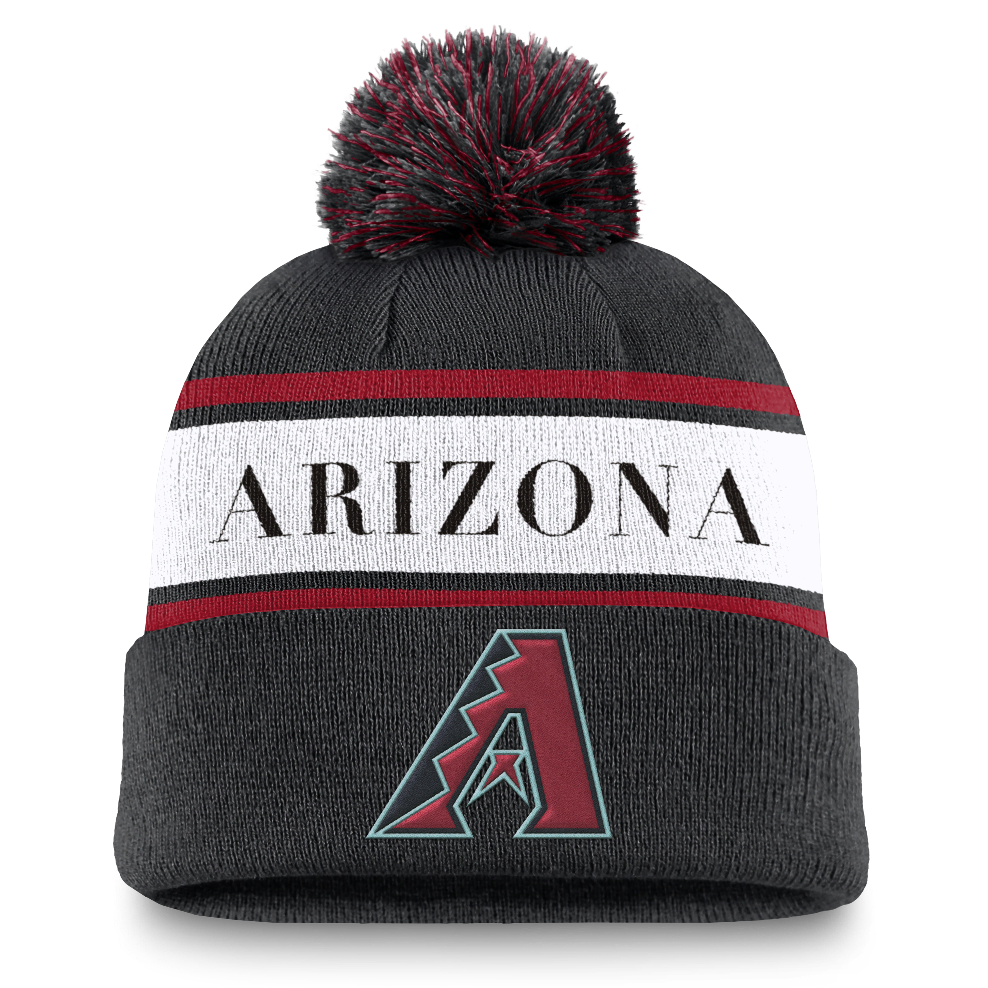 Arizona Diamondbacks Team Stripe Peak Men's Nike MLB Cuffed Pom Beanie