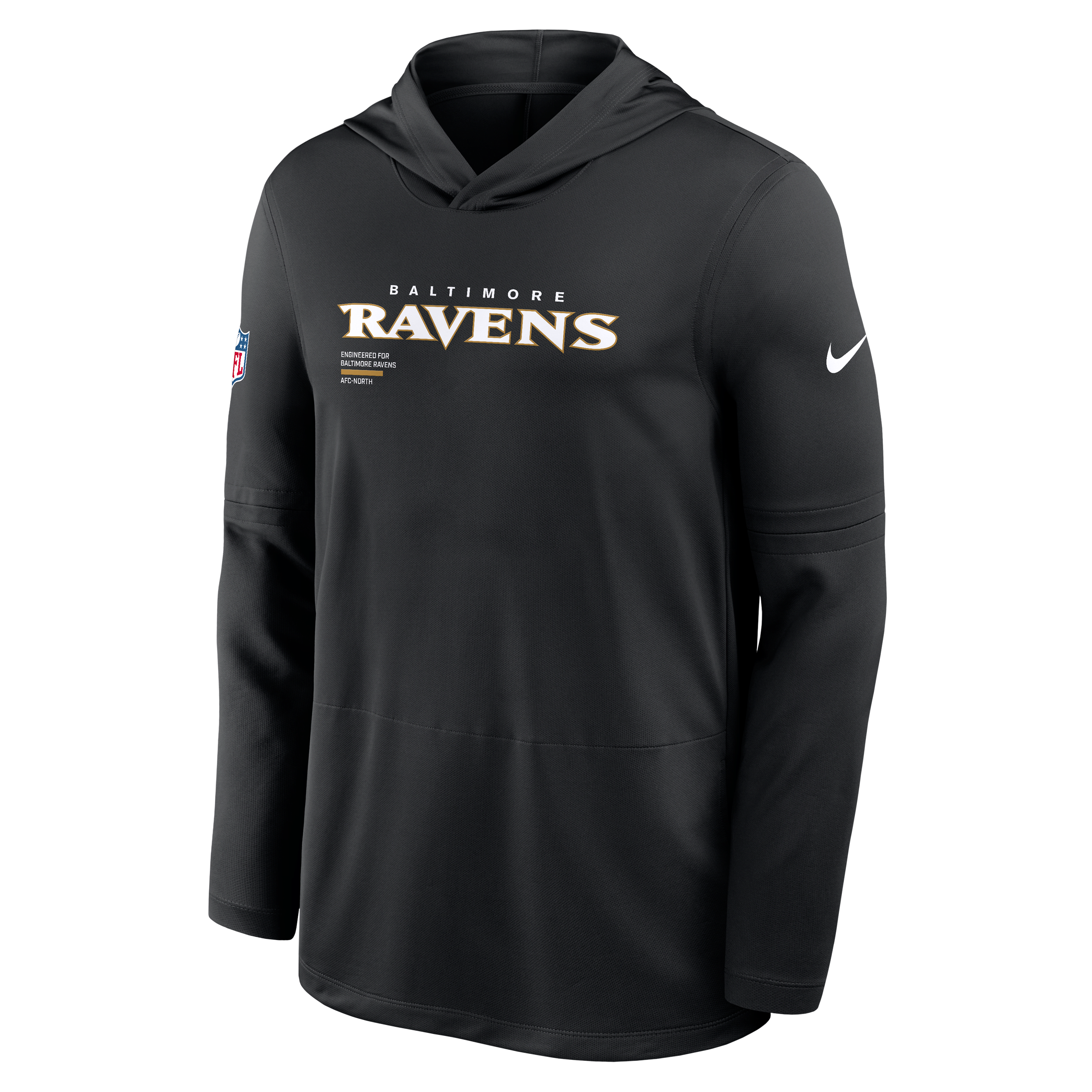 Baltimore Ravens Pure Fury Sideline Men's Nike Dri-FIT NFL Long-Sleeve Hooded Top