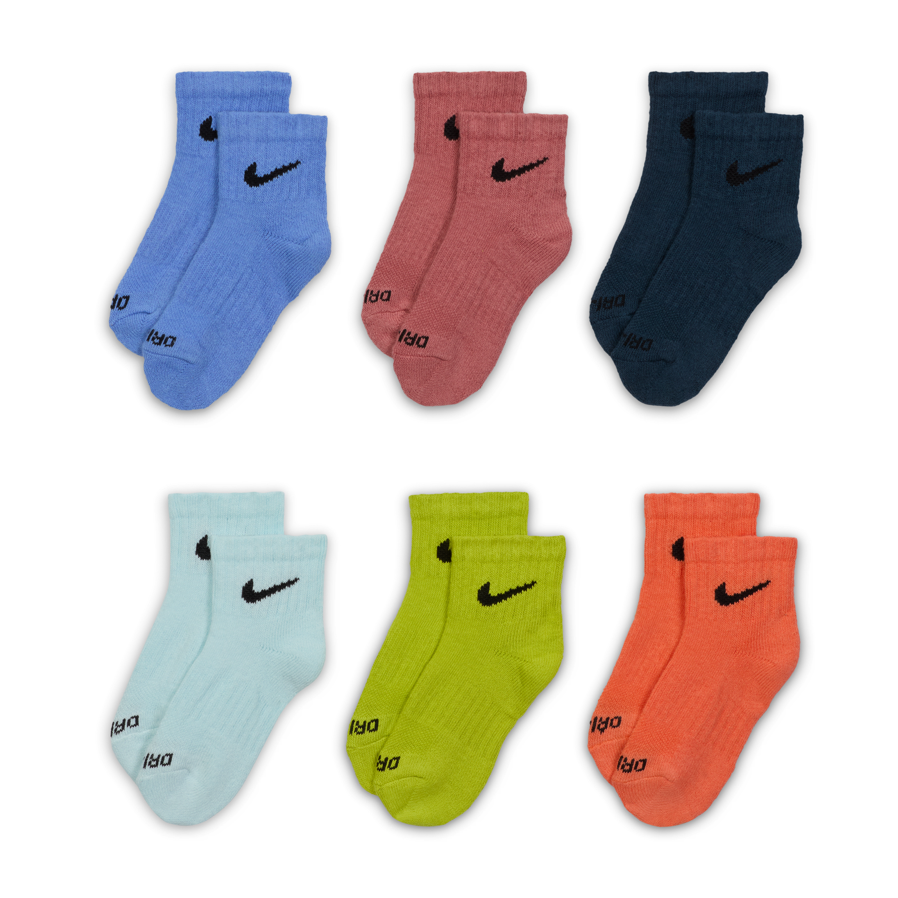 Nike Dri-FIT Performance Basics Little Kids' Ankle Socks (6 Pairs)