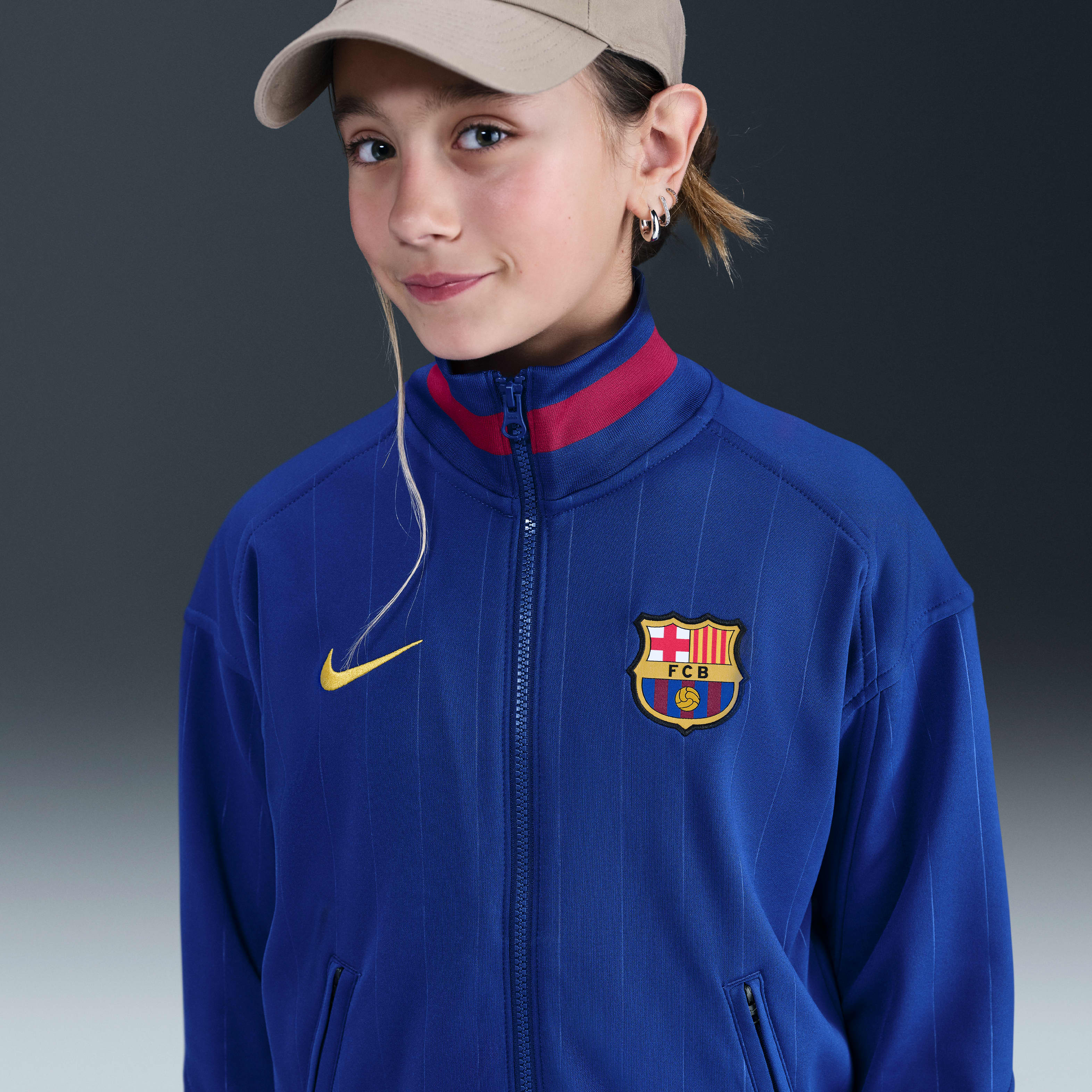 FC Barcelona Academy Pro Home Big Kids' Nike Dri-FIT Soccer Anthem Jacket